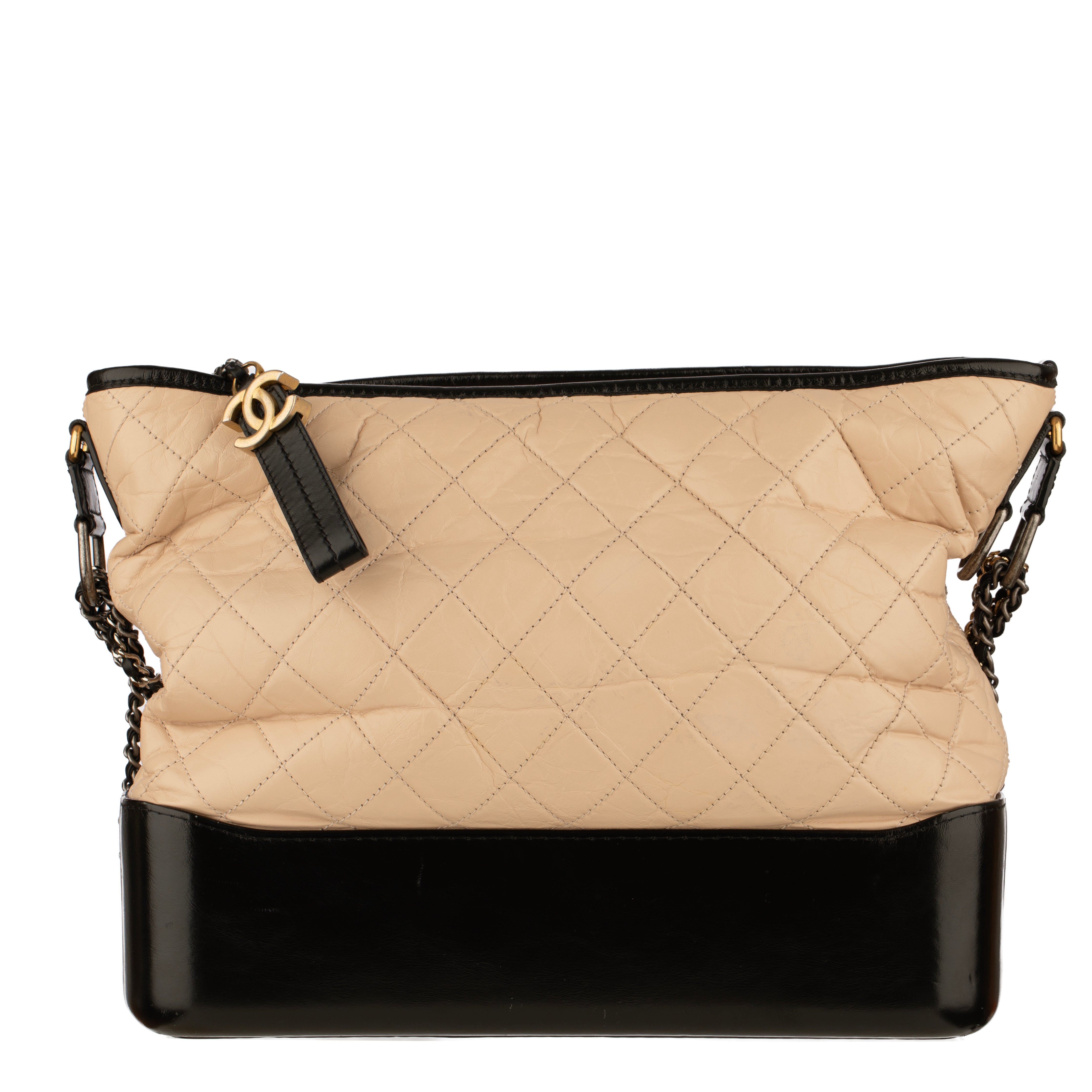 Chanel Gabrielle Large Hobo Bag in Black and Beige Quilted Leather