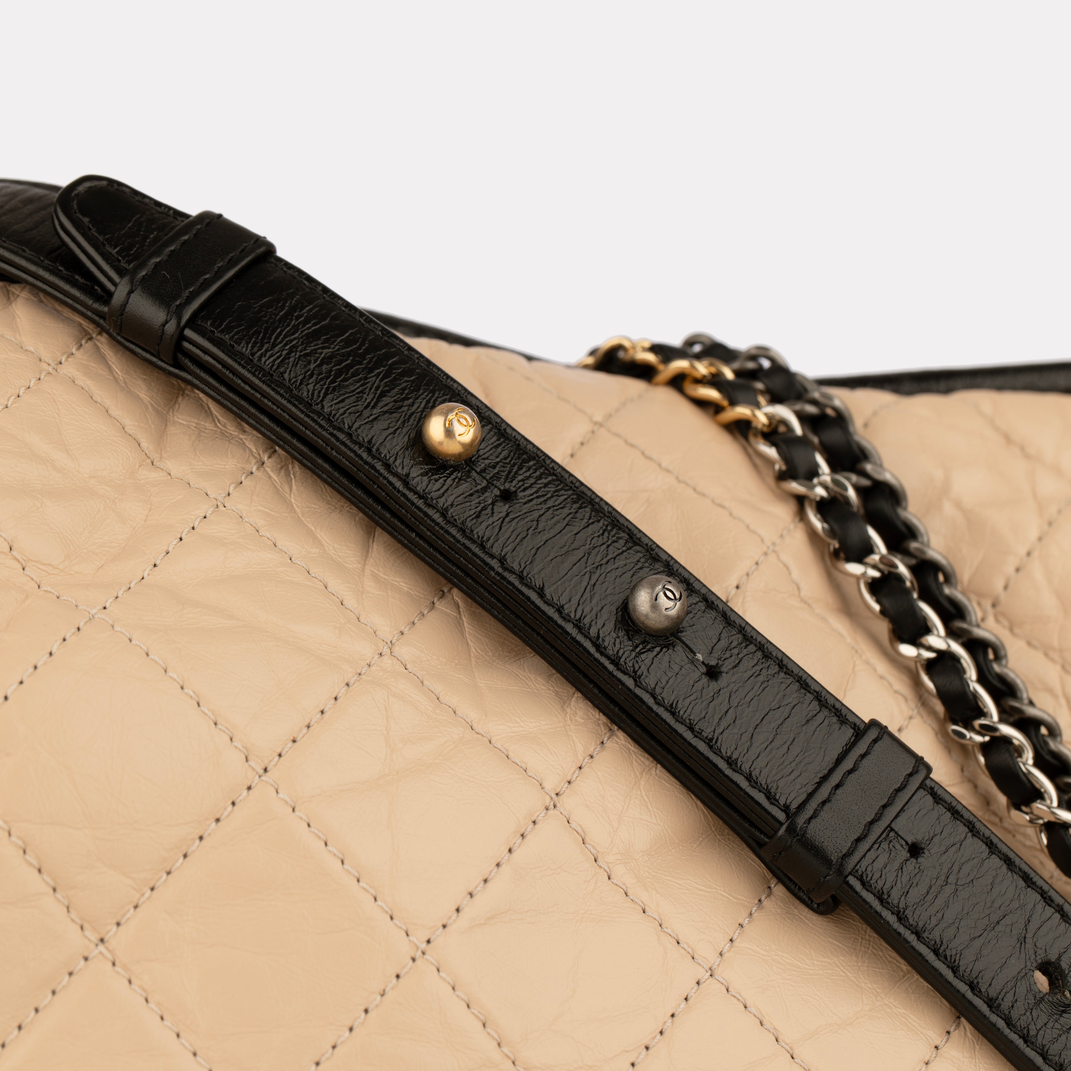 Chanel Gabrielle Large Hobo Bag in Black and Beige Quilted Leather