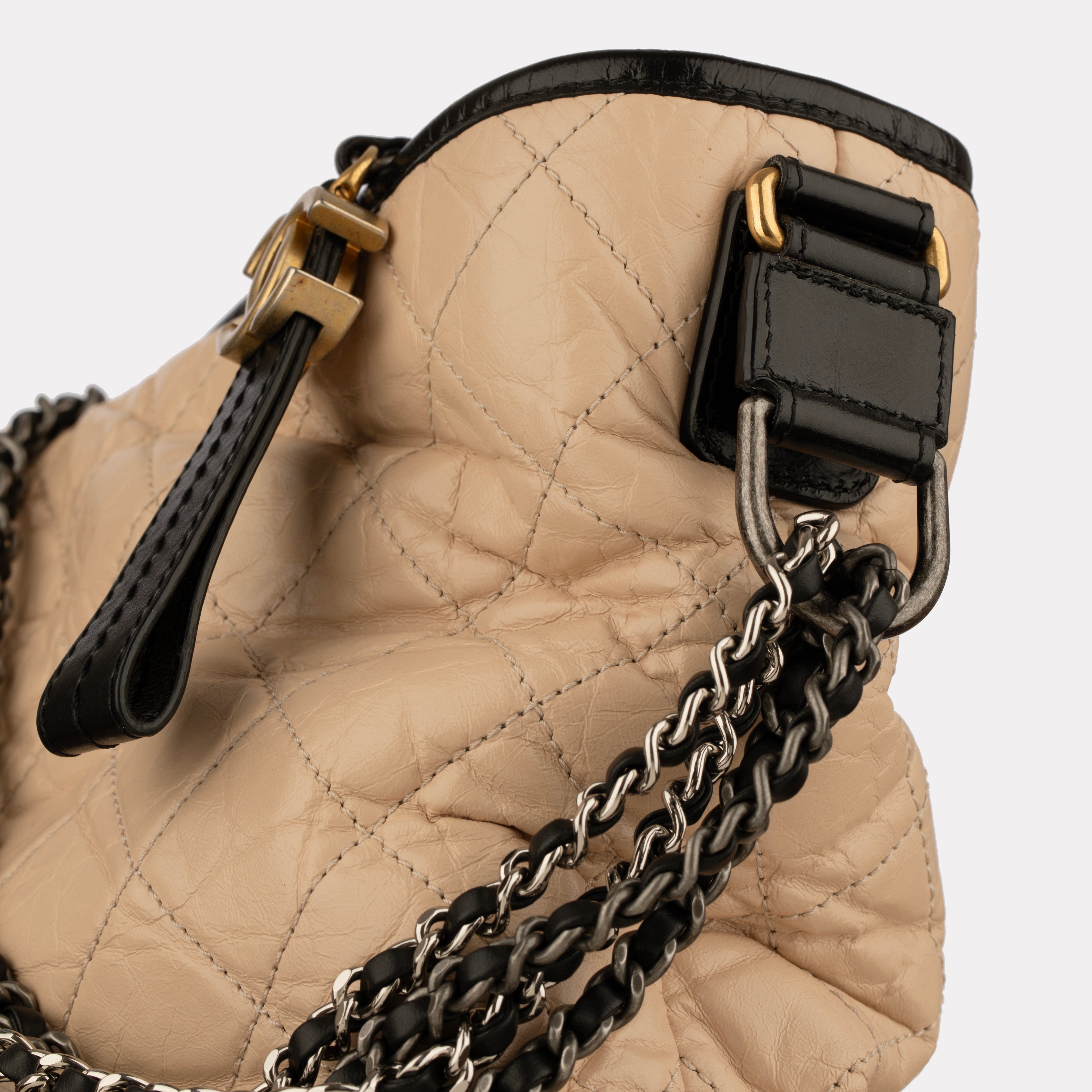 Chanel Gabrielle Large Hobo Bag in Black and Beige Quilted Leather