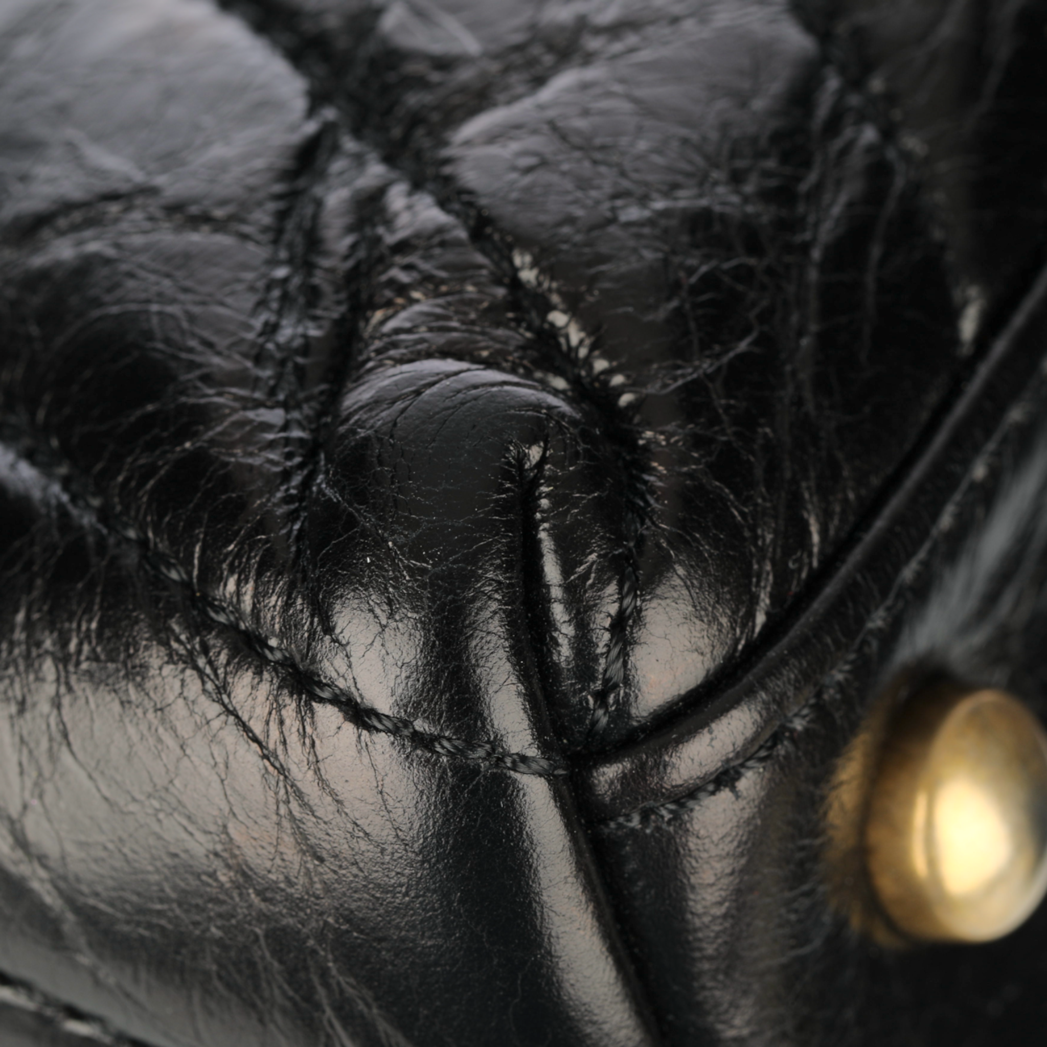 Chanel Coco Top Handle Black Chevron Lambskin Leather