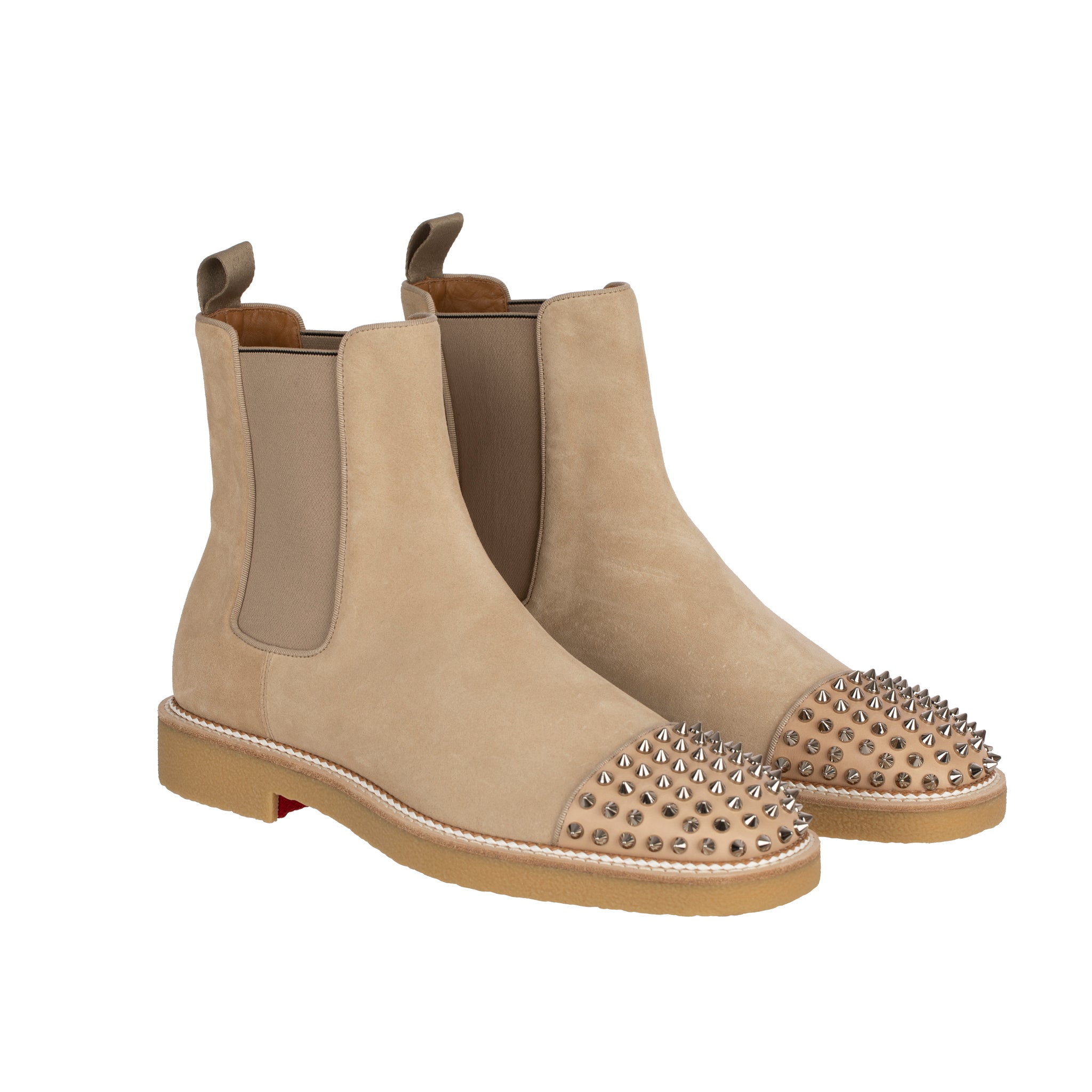 Christian Louboutin Mens Beige Suede Boots With Studs 41.5 FR