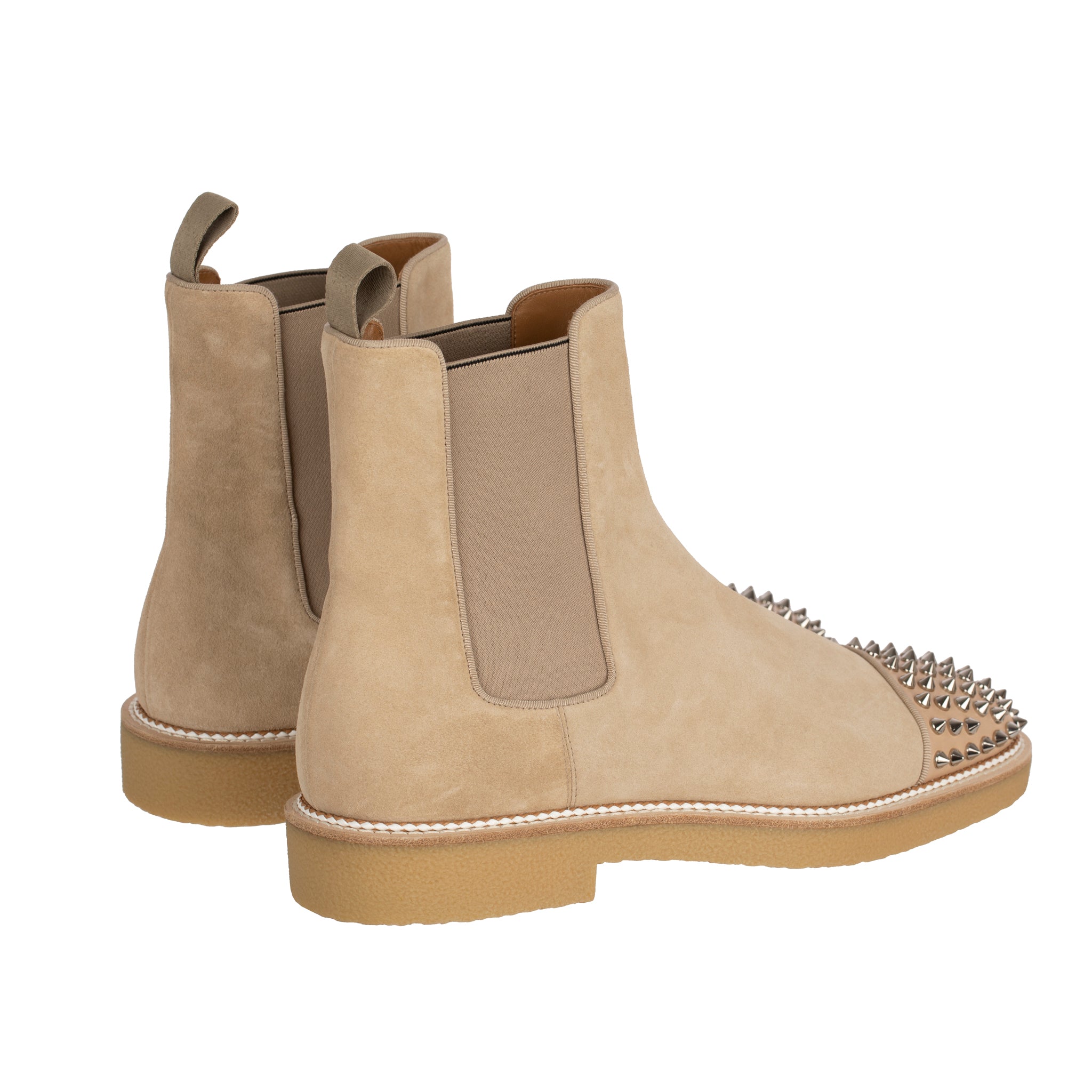 Christian Louboutin Mens Beige Suede Boots With Studs 41.5 FR