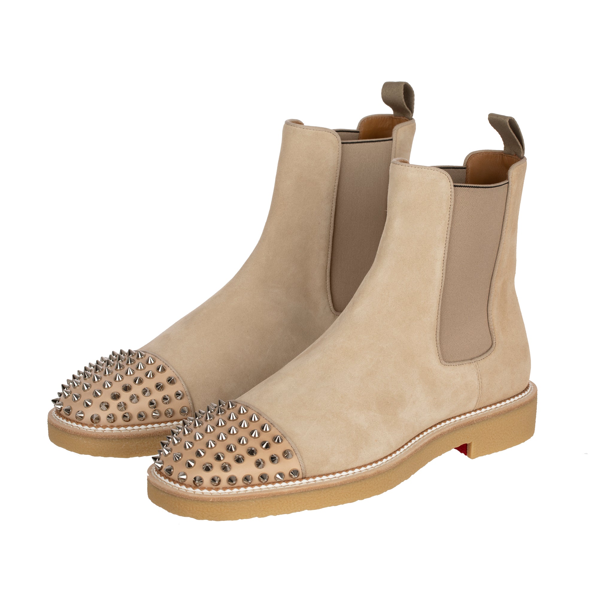 Christian Louboutin Mens Beige Suede Boots With Studs 41.5 FR