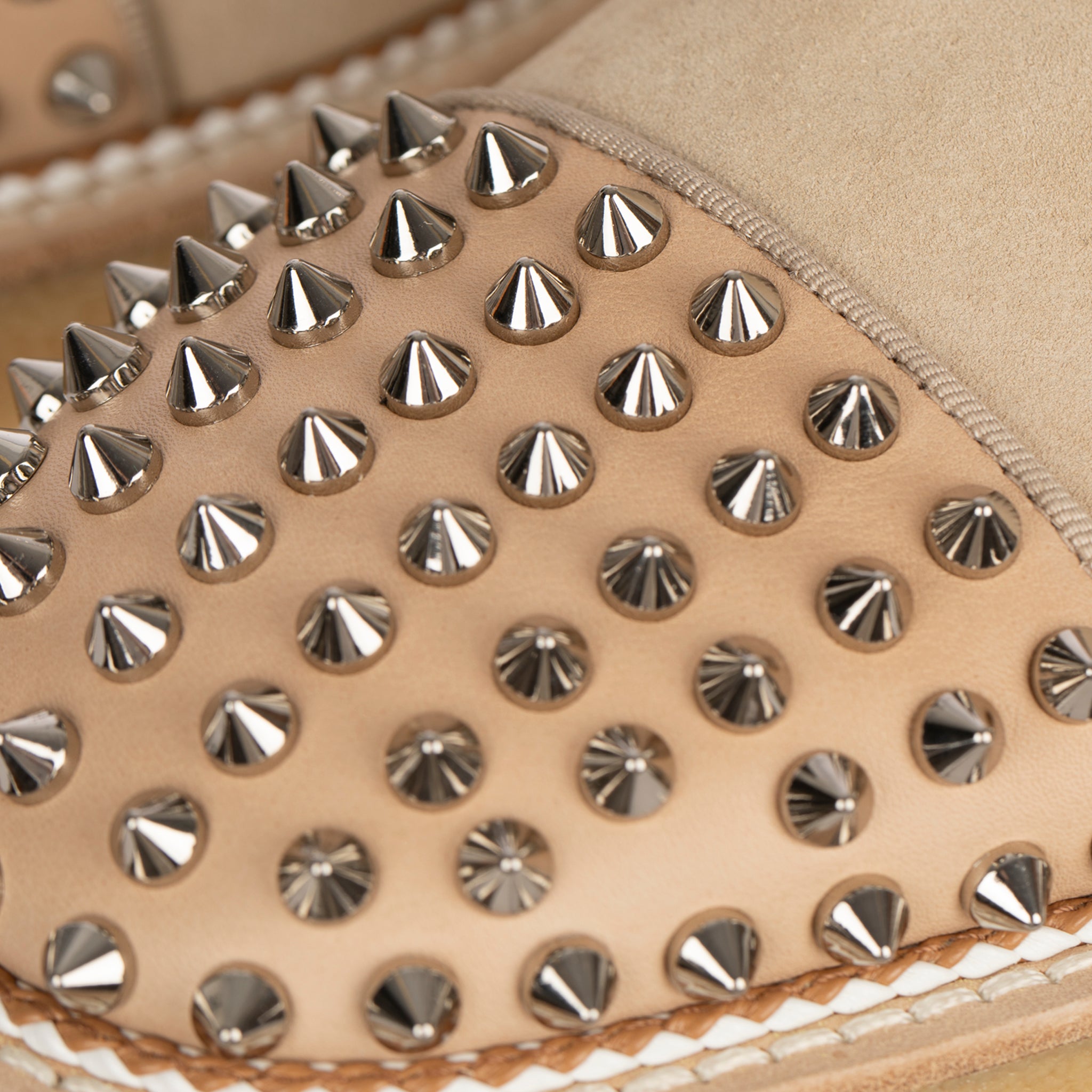 Christian Louboutin Mens Beige Suede Boots With Studs 41.5 FR