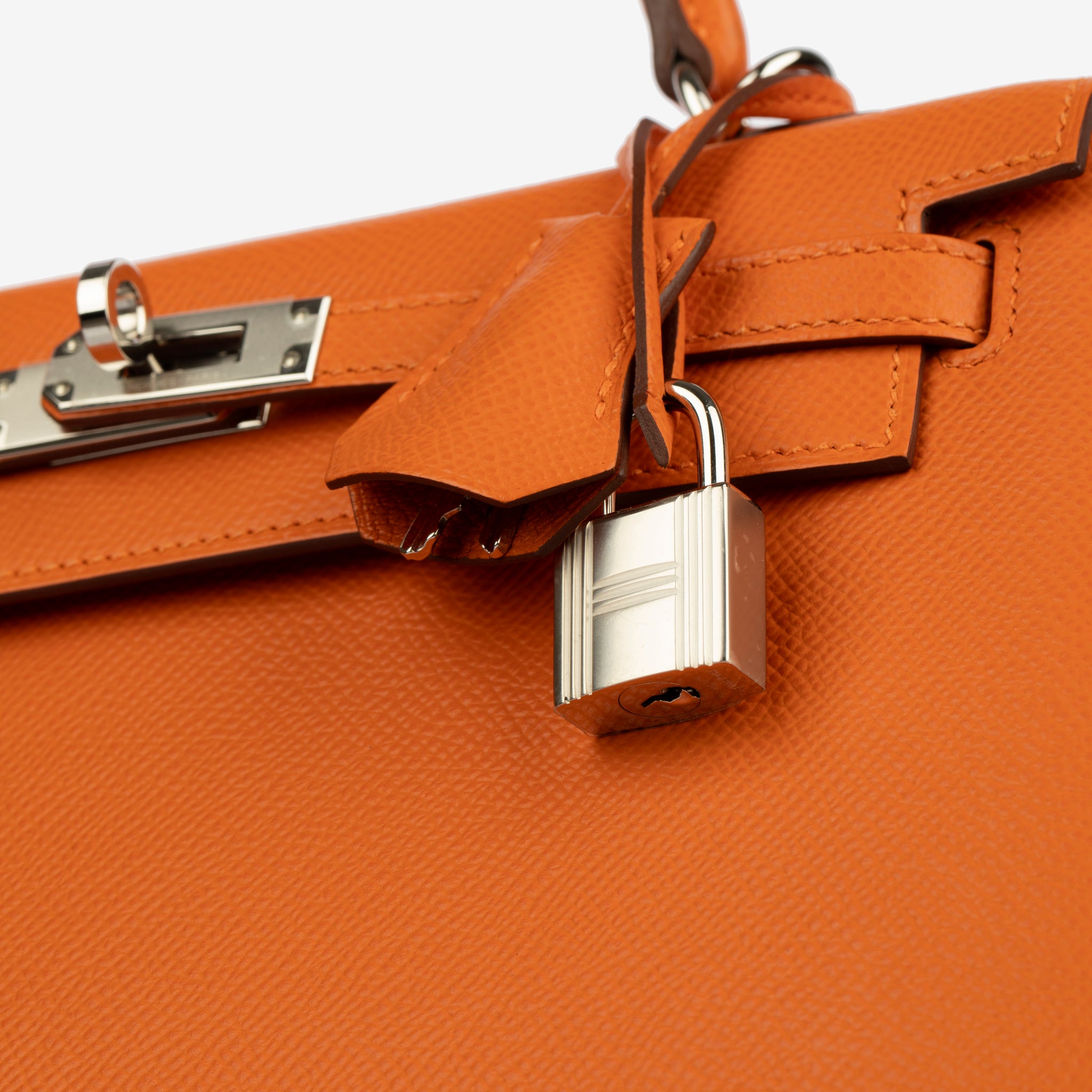 Hermes Kelly 25cm Sellier Orange Epsom Leather Palladium Hardware