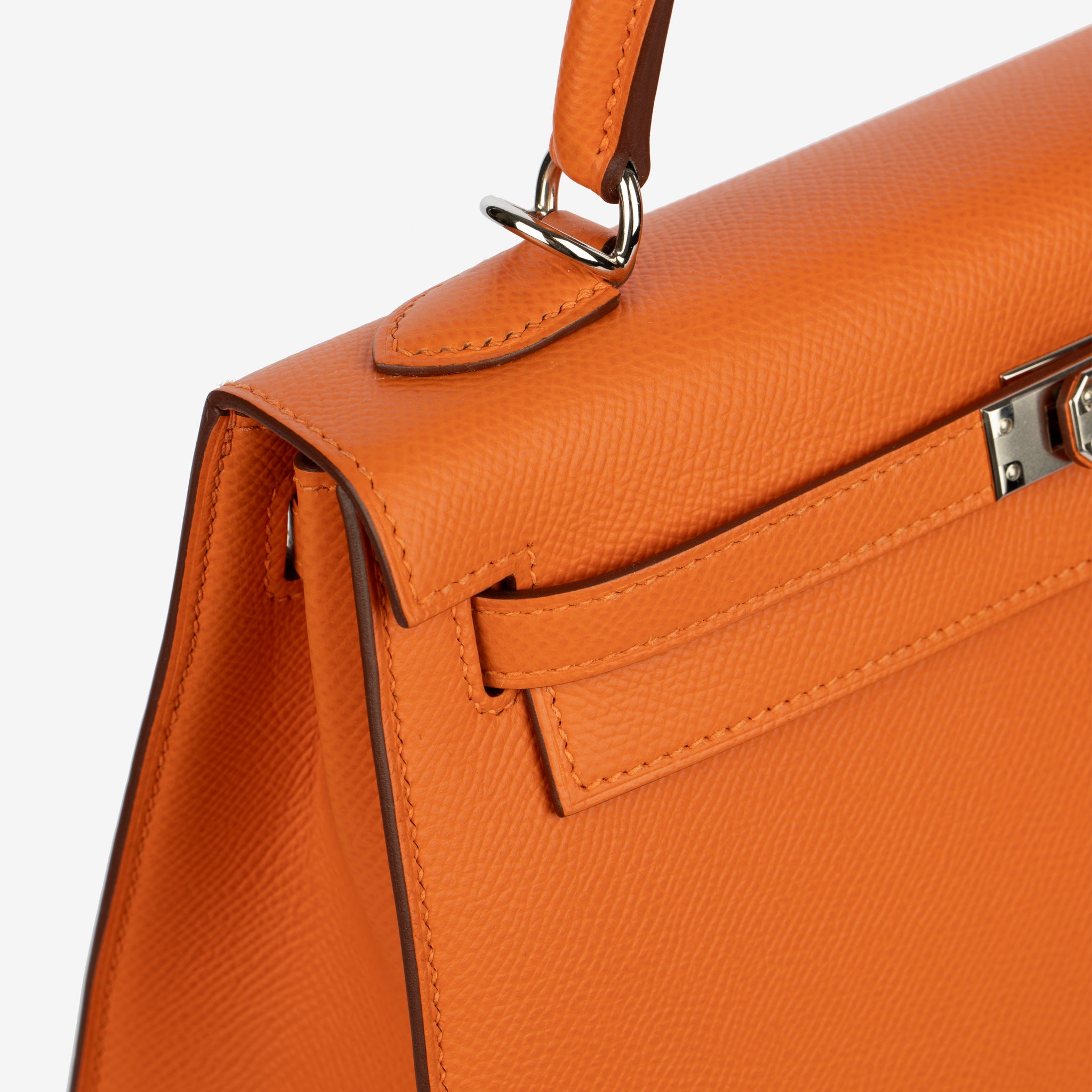 Hermes Kelly 25cm Sellier Orange Epsom Leather Palladium Hardware