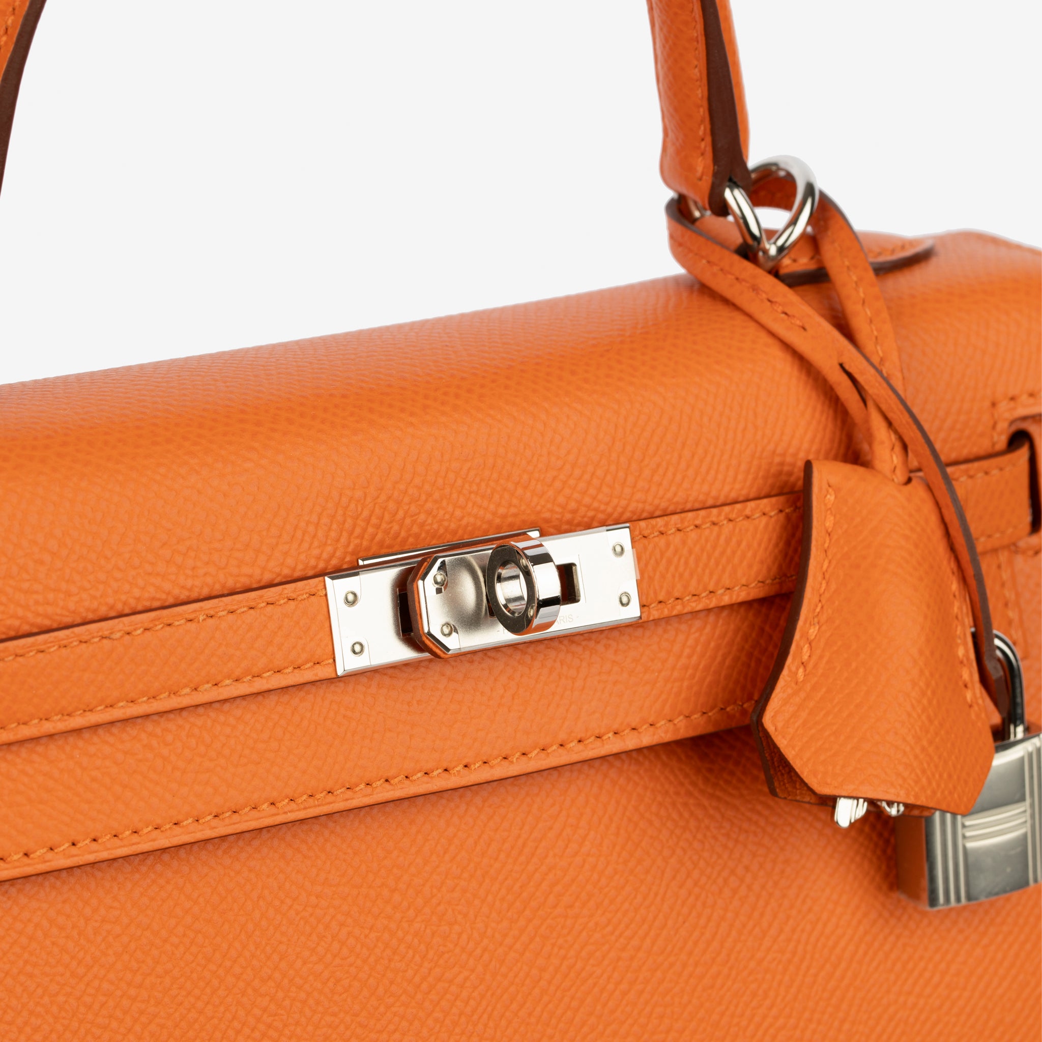 Hermes Kelly 25cm Sellier Orange Epsom Leather Palladium Hardware