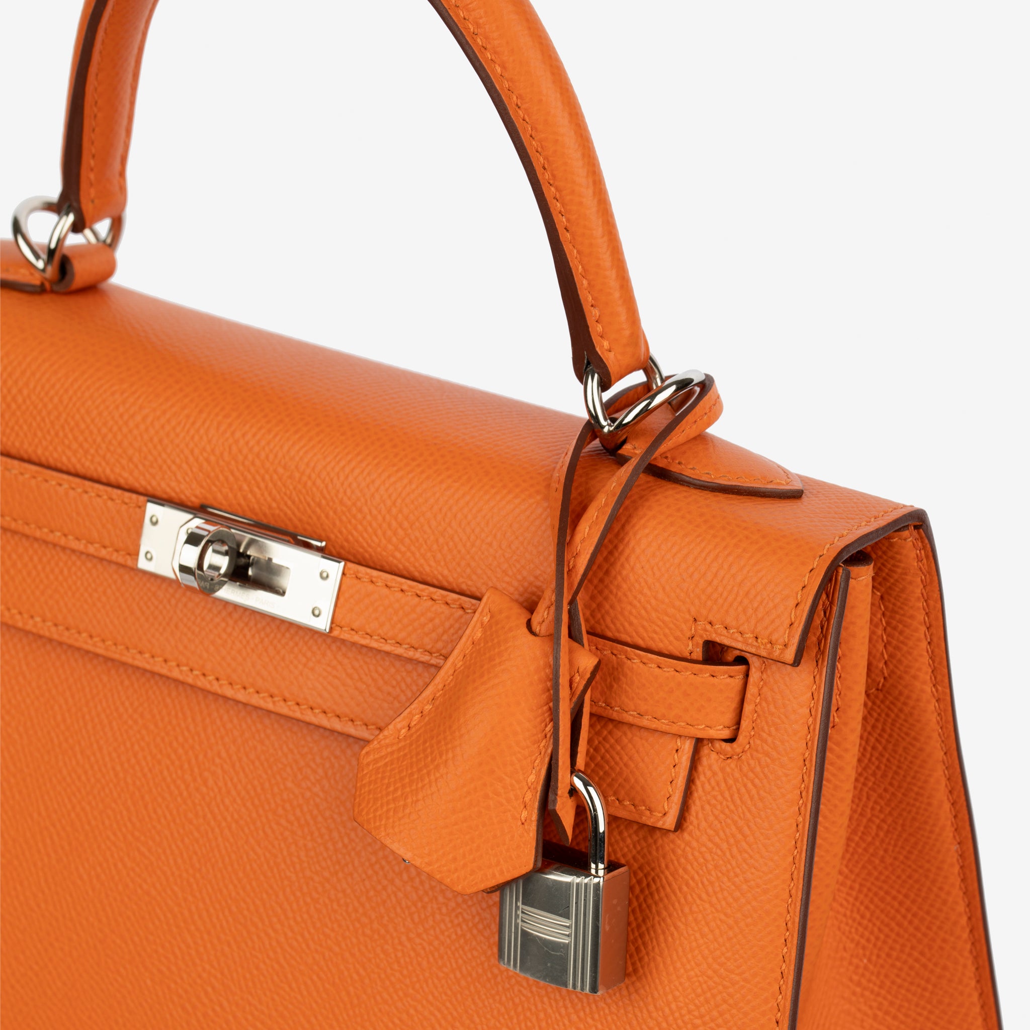 Hermes Kelly 25cm Sellier Orange Epsom Leather Palladium Hardware