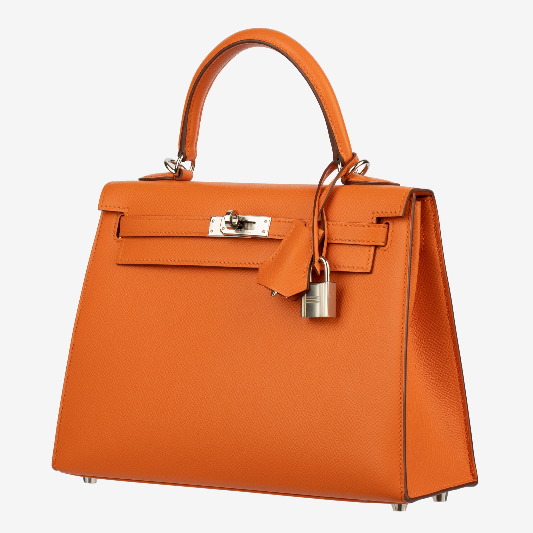 Hermes Kelly 25cm Sellier Orange Epsom Leather Palladium Hardware