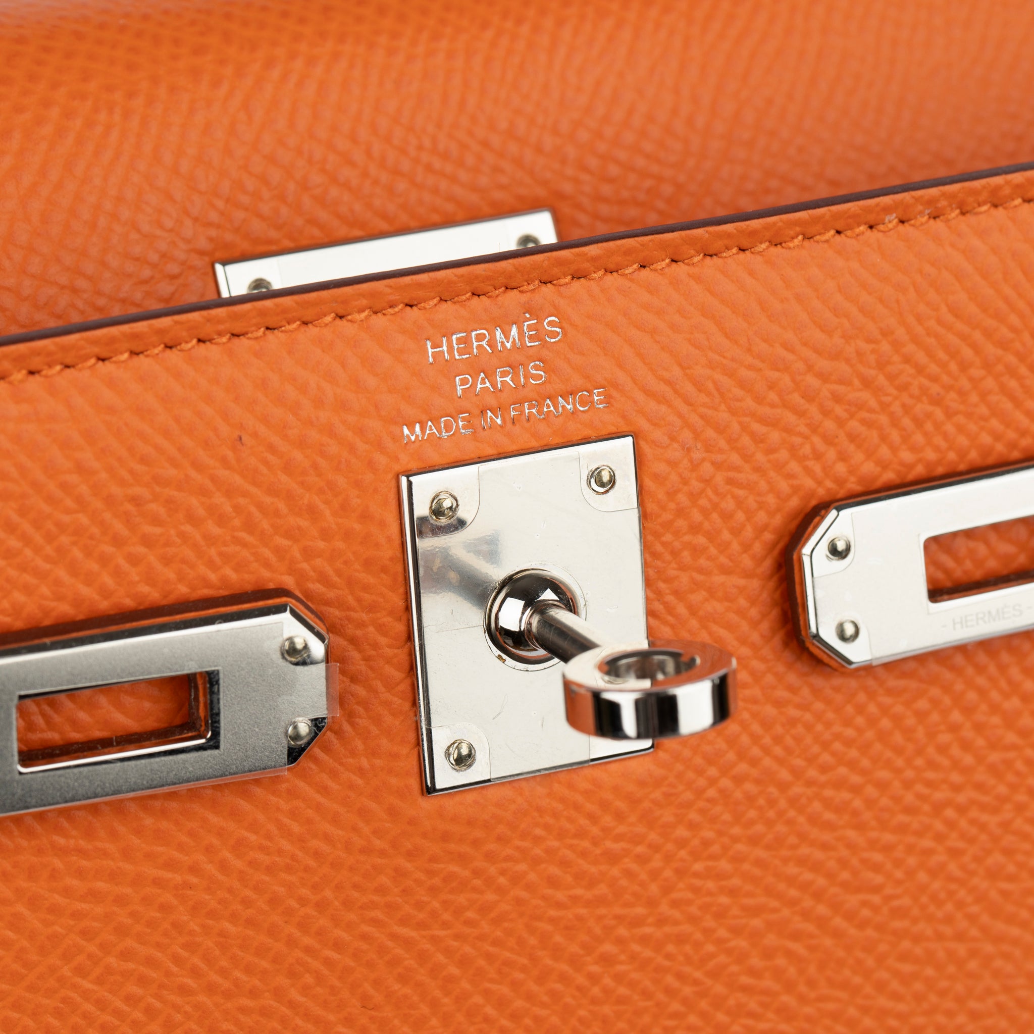 Hermes Kelly 25cm Sellier Orange Epsom Leather Palladium Hardware