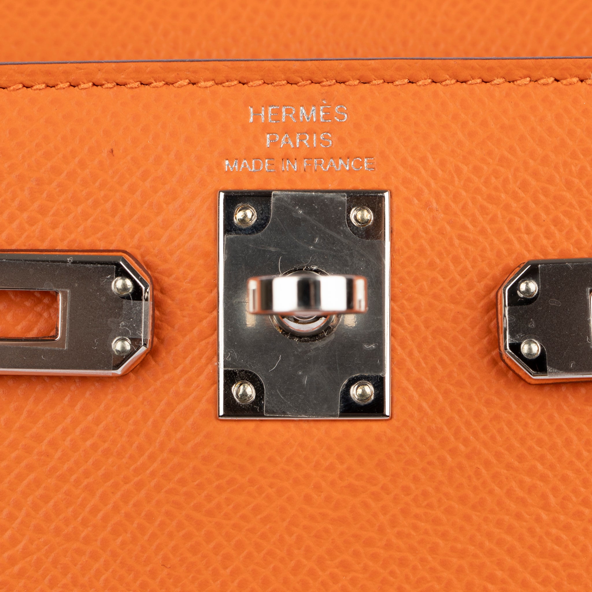 Hermes Kelly 25cm Sellier Orange Epsom Leather Palladium Hardware
