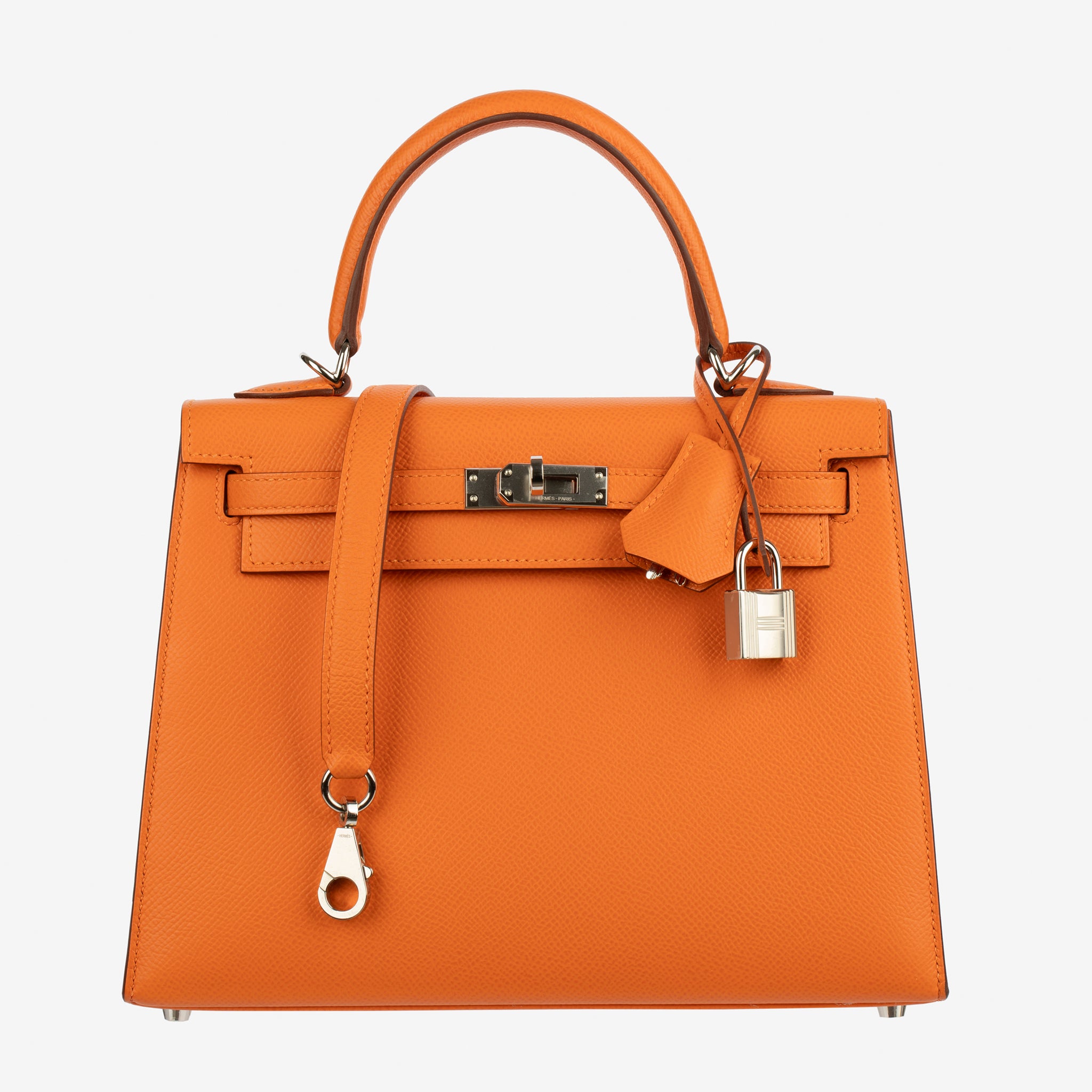 Hermes Kelly 25cm Sellier Orange Epsom Leather Palladium Hardware