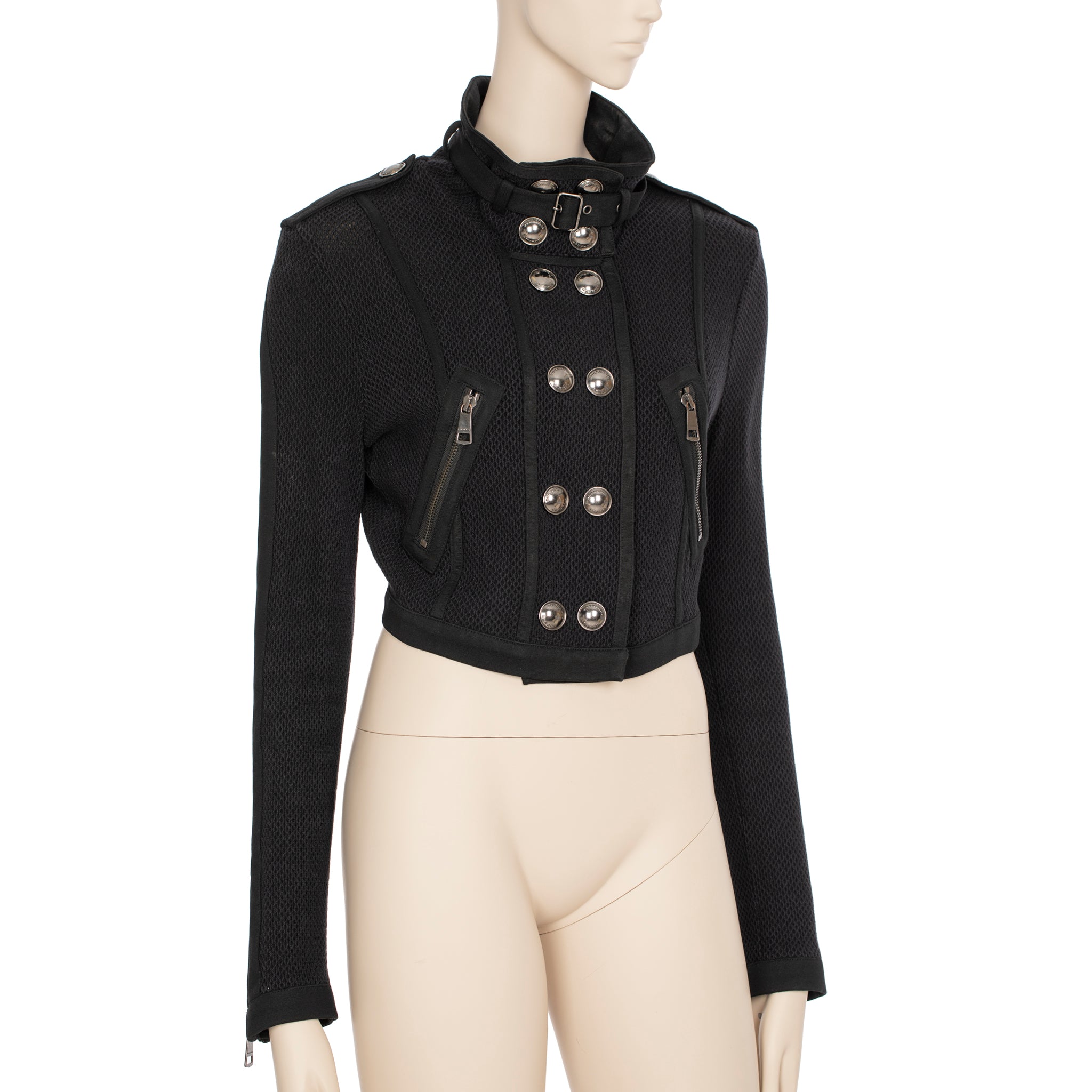 Burberry Cropped Black Mesh Jacket 38 IT