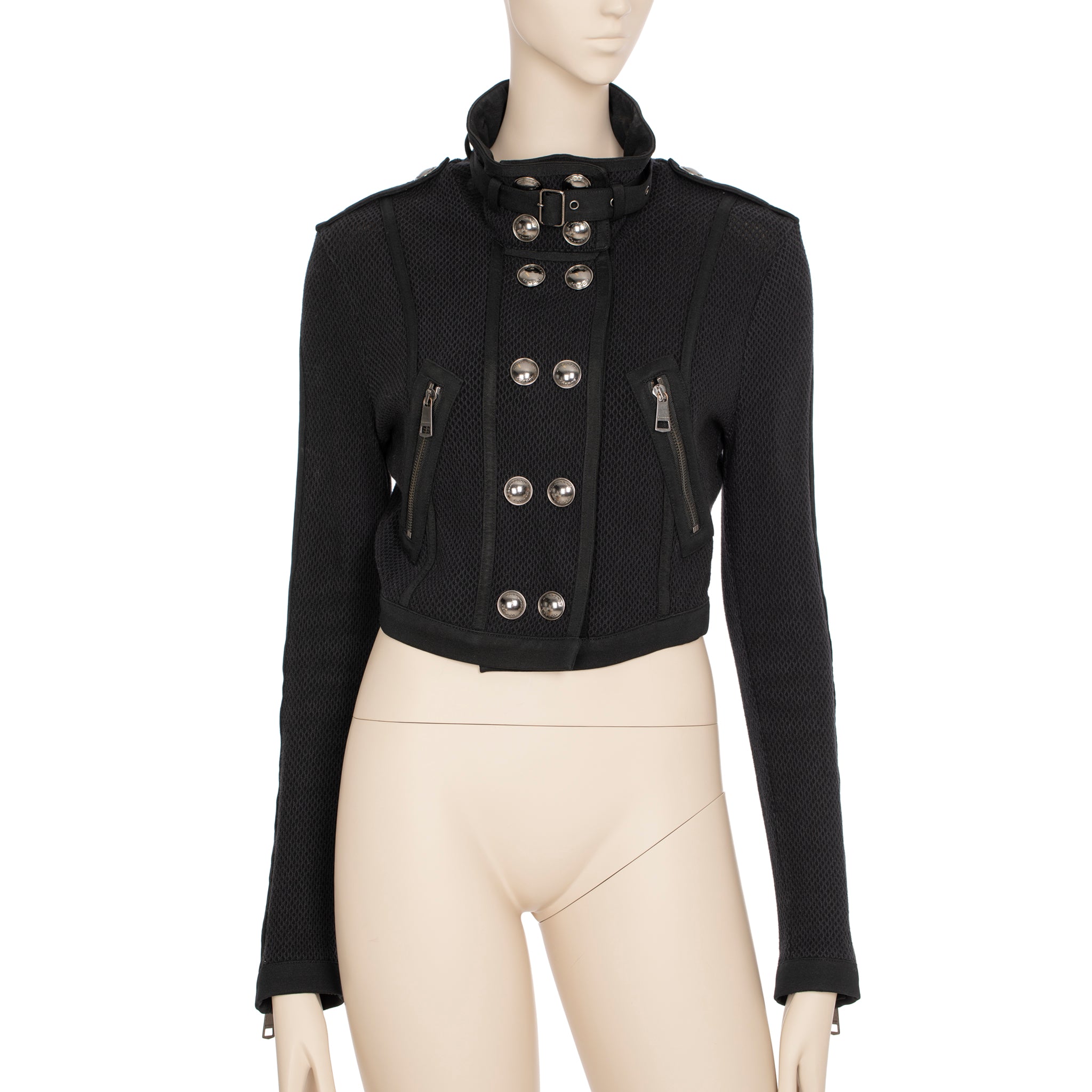 Burberry Cropped Black Mesh Jacket 38 IT