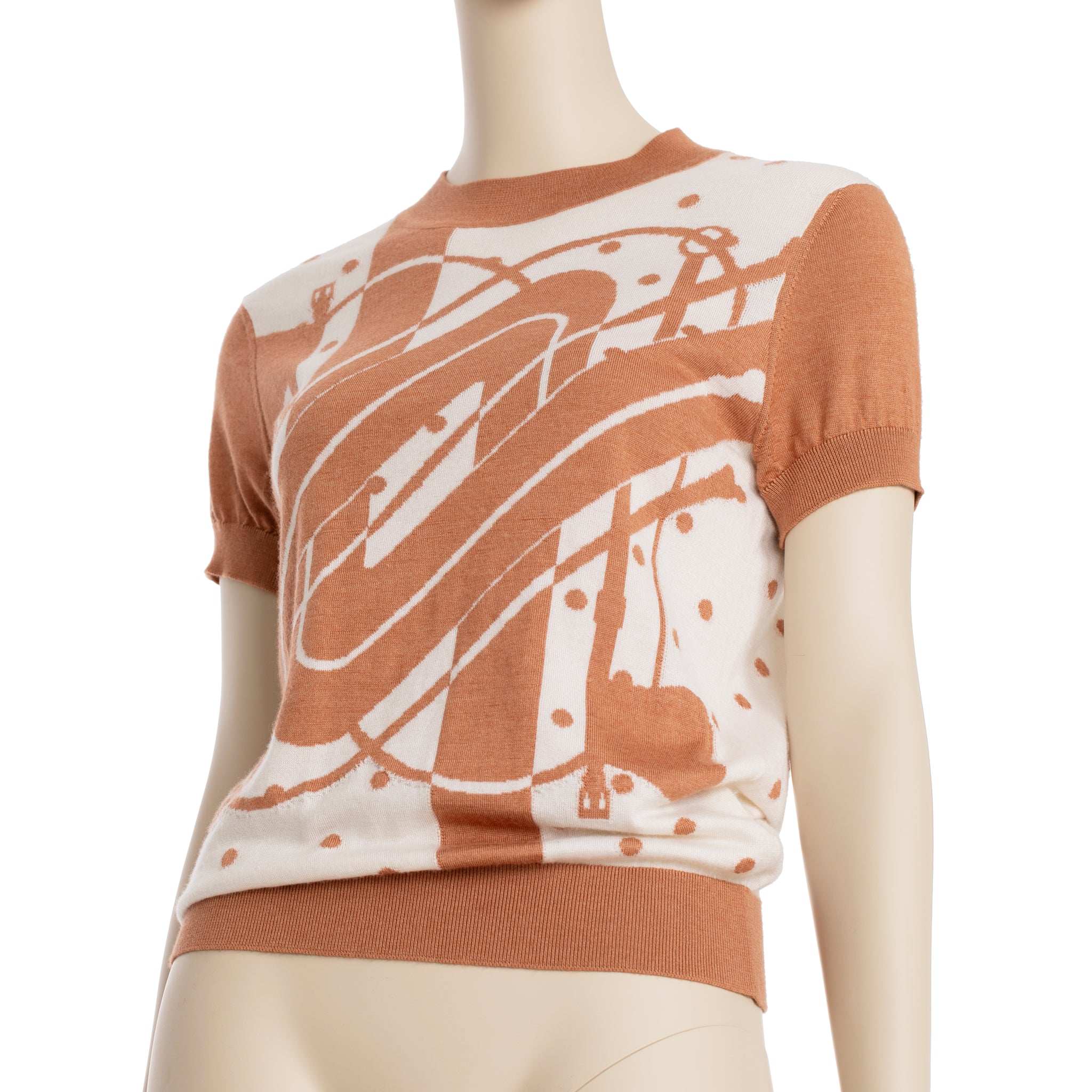Hermes Knit Top Ivory & Terracotta 36 FR