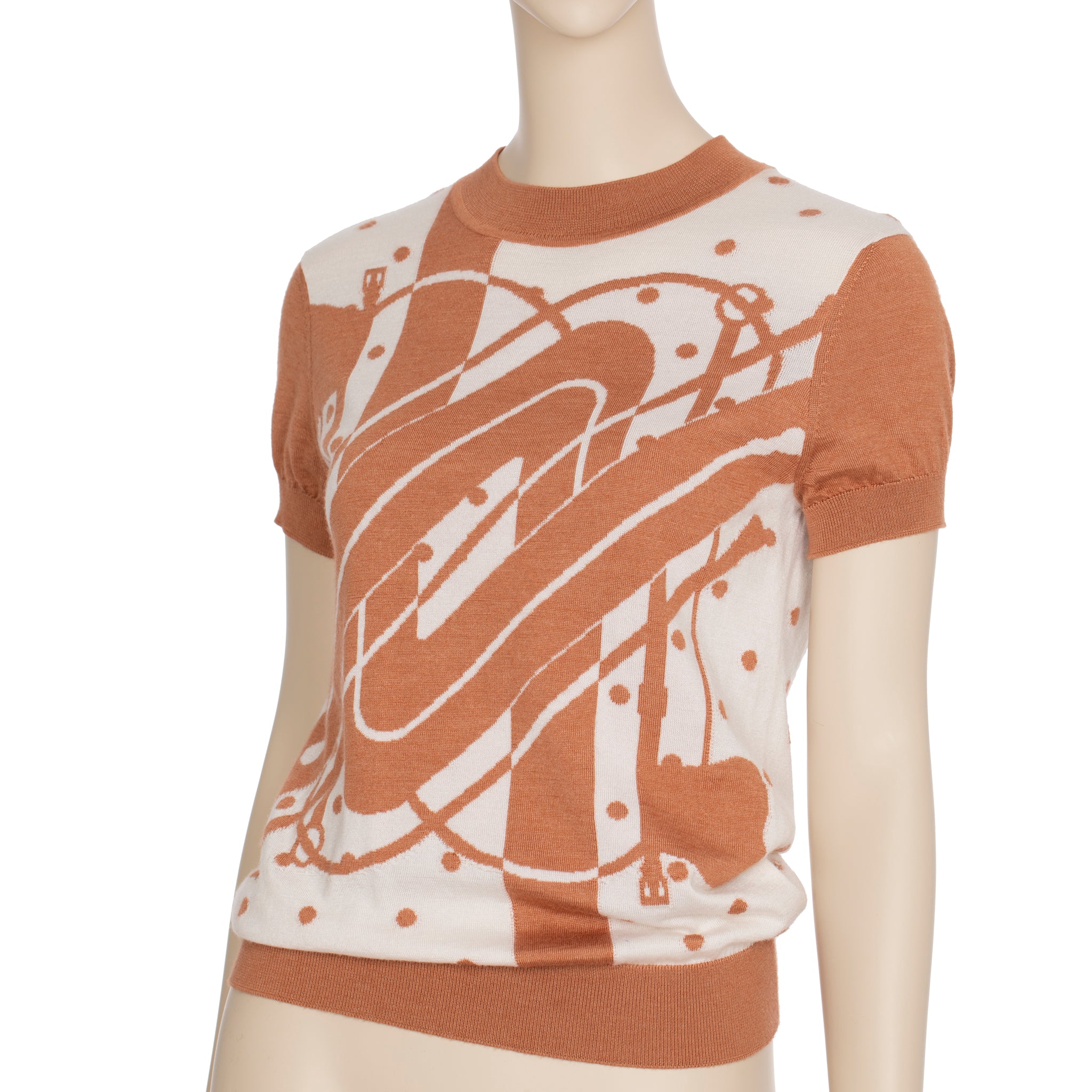 Hermes Knit Top Ivory & Terracotta 36 FR