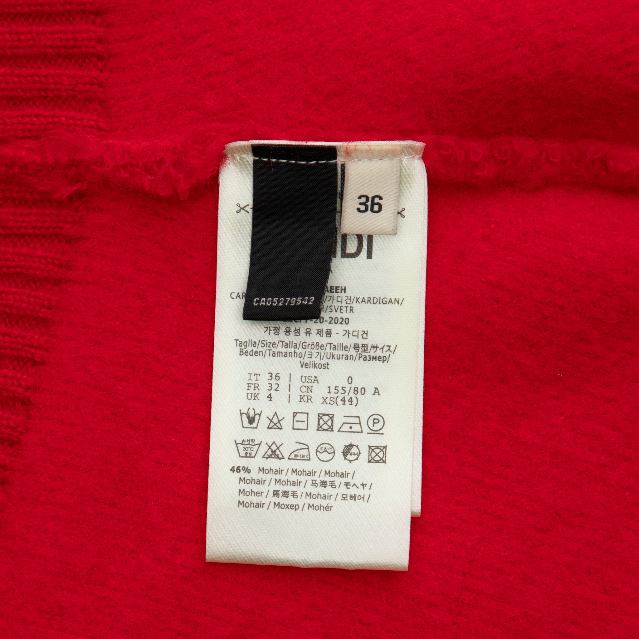 Fendi Red Boucle Cardigan 36 IT