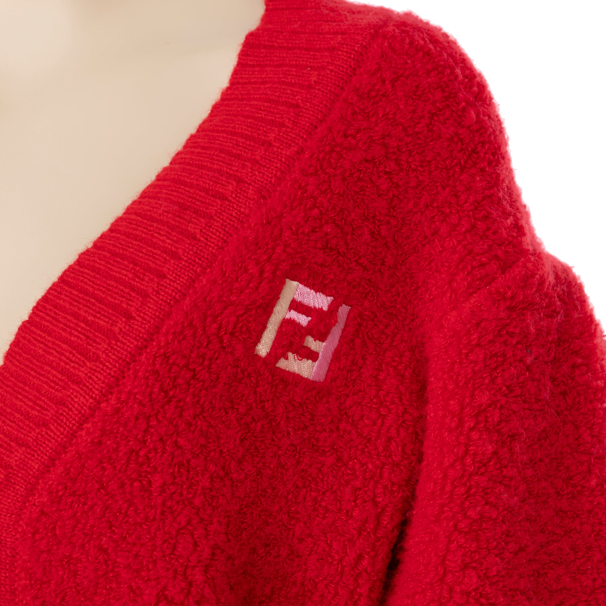 Fendi Red Boucle Cardigan 36 IT