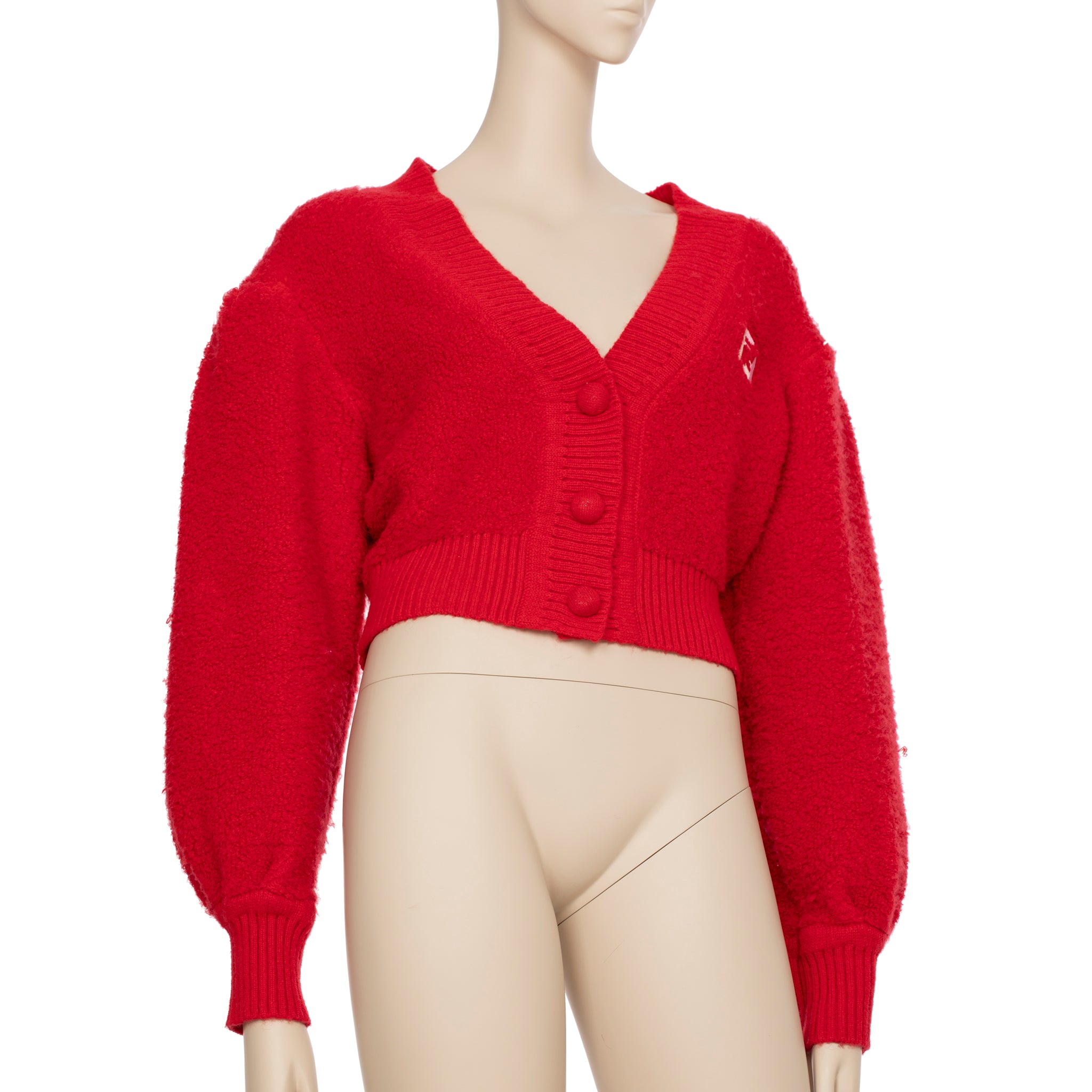 Fendi Red Boucle Cardigan 36 IT