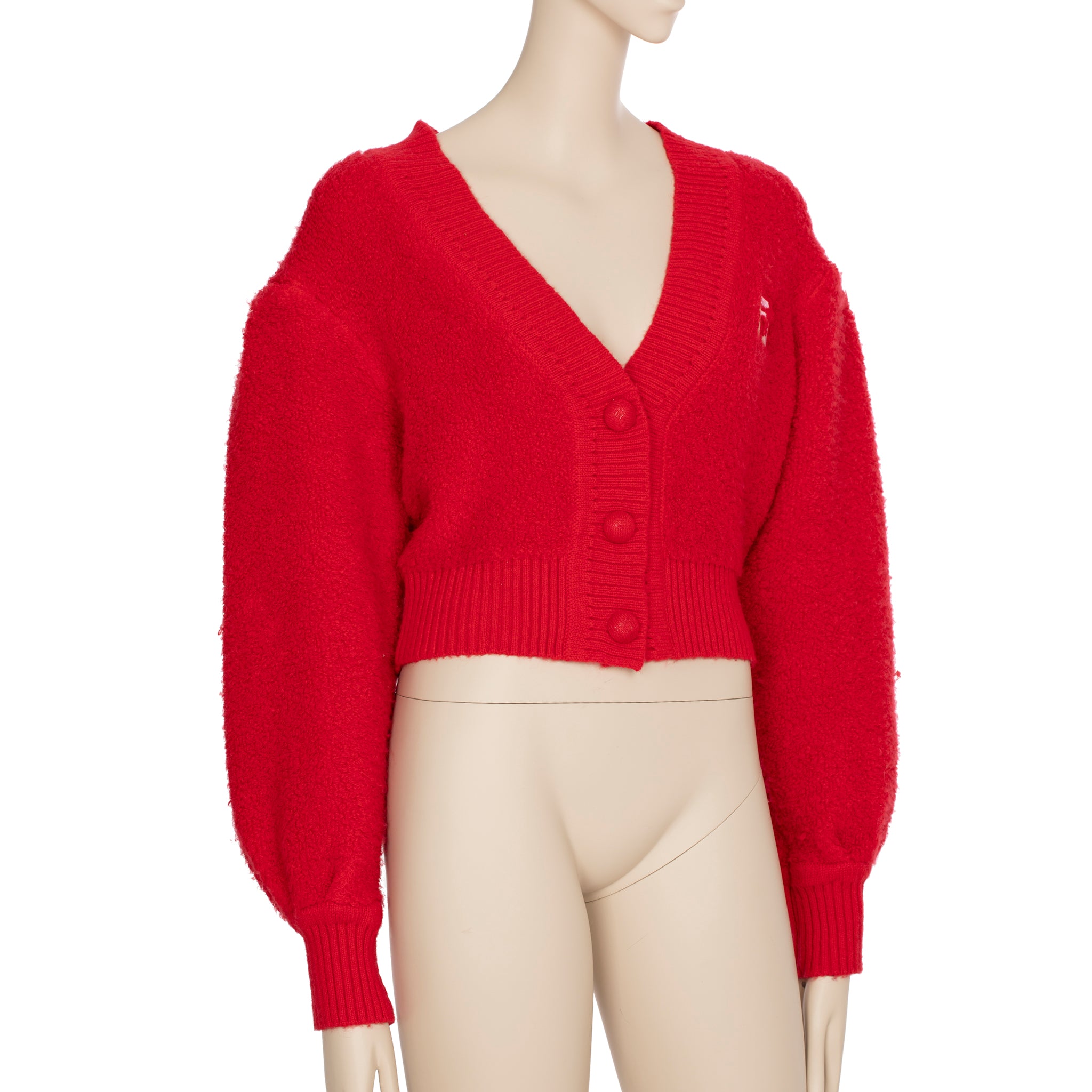 Fendi Red Boucle Cardigan 36 IT