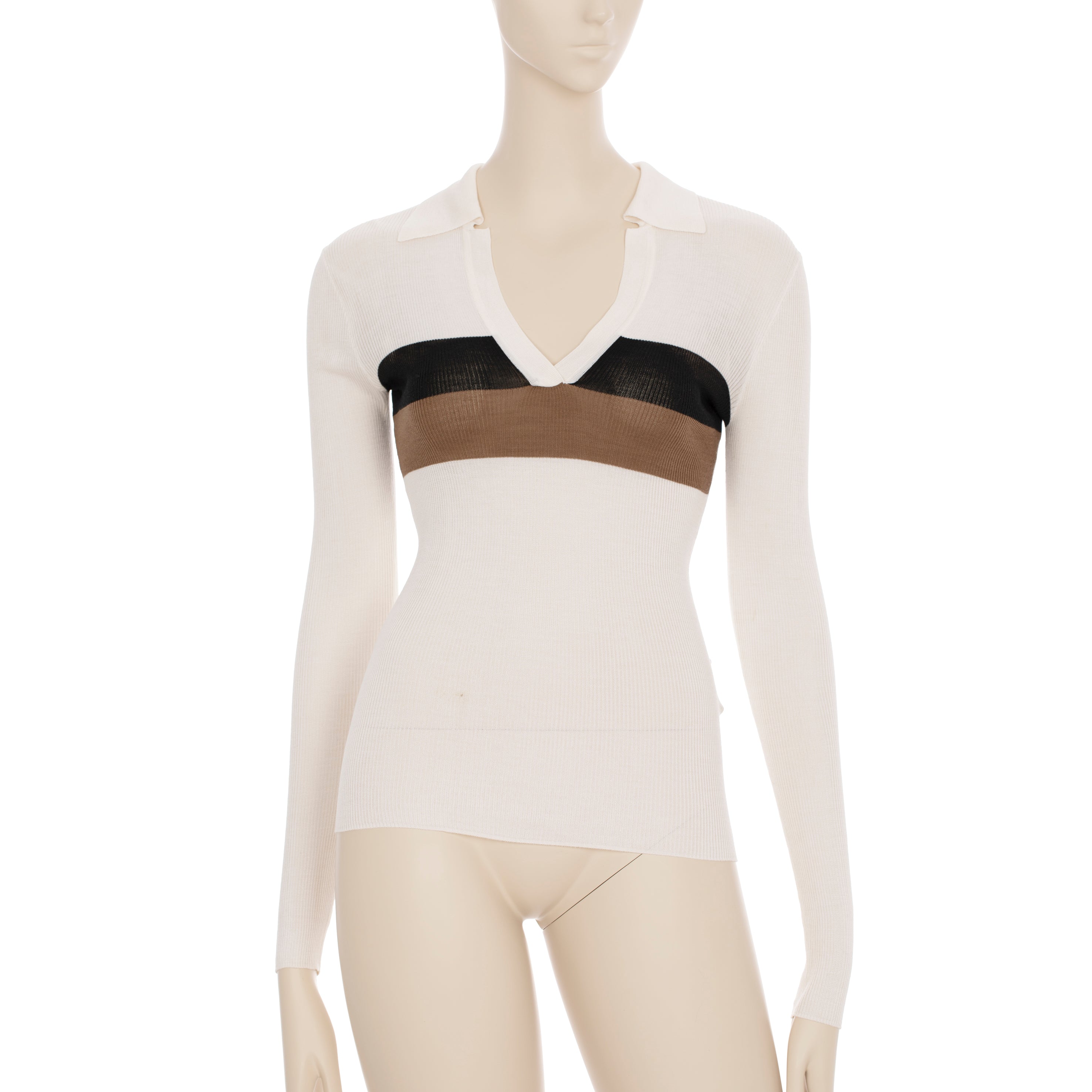 Fendi White Knit Long Sleeve Top 36 IT