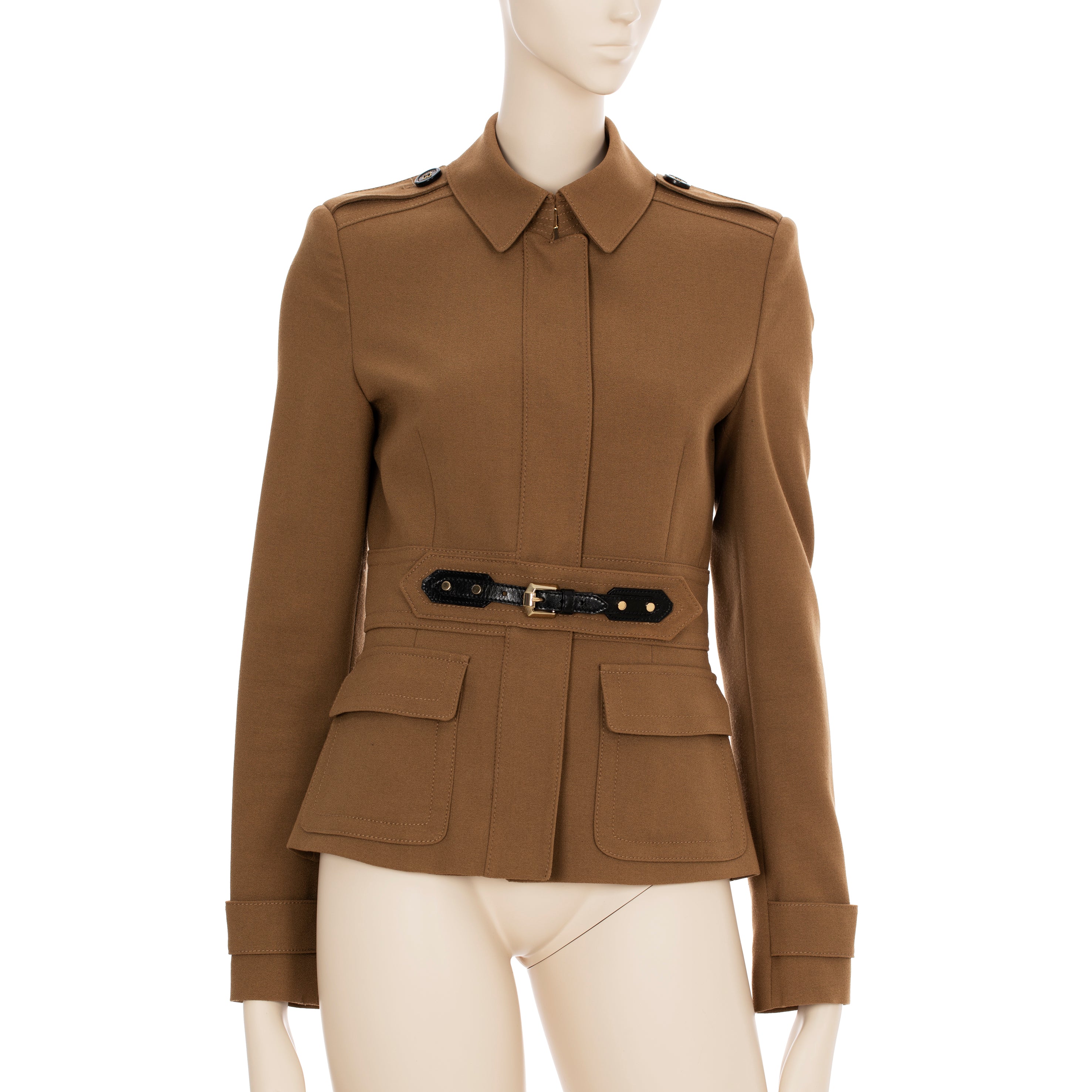 Burberry Cropped Brown Jacket Leather Details 36 IT