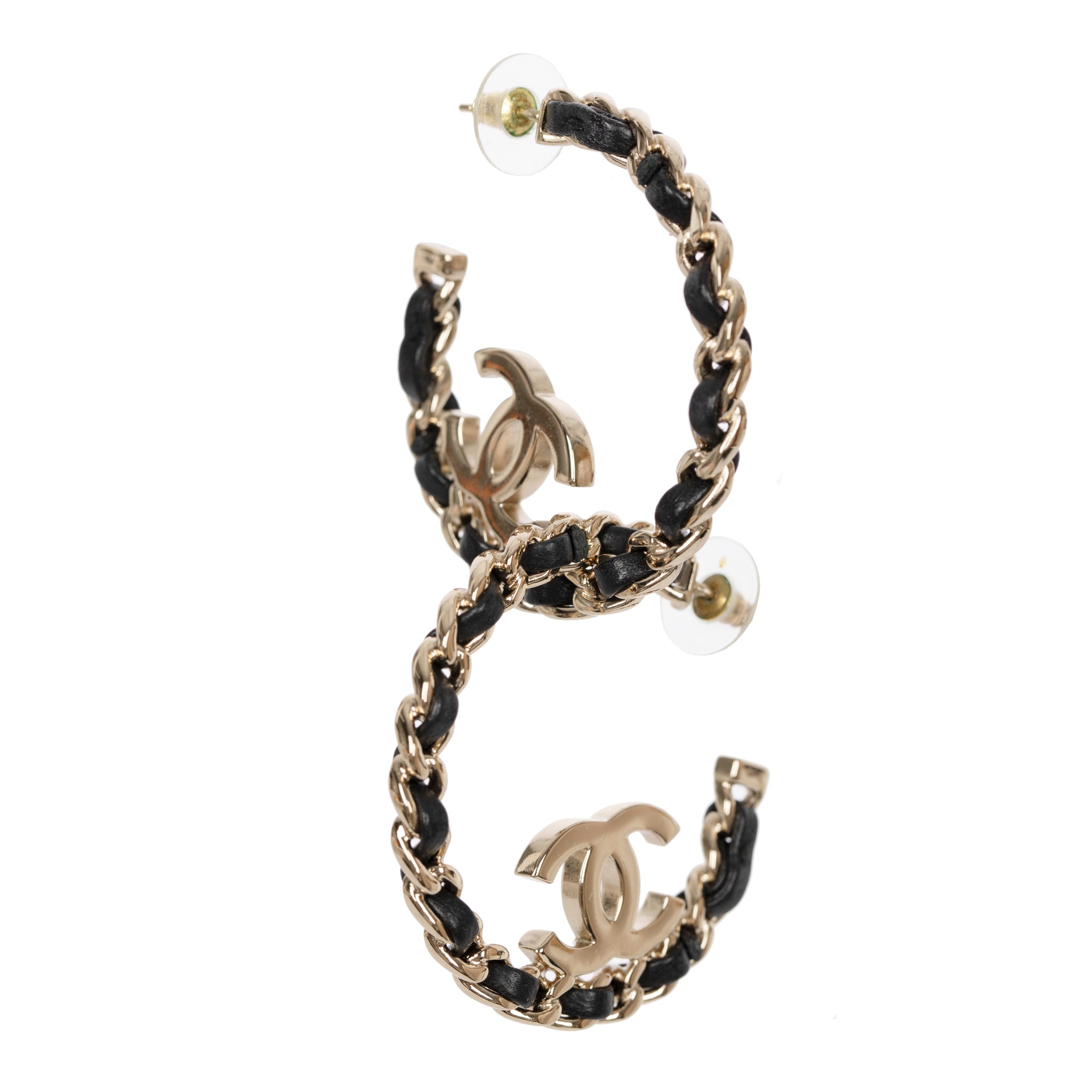 Chanel Hoop Earrings Gold Tone Hardware