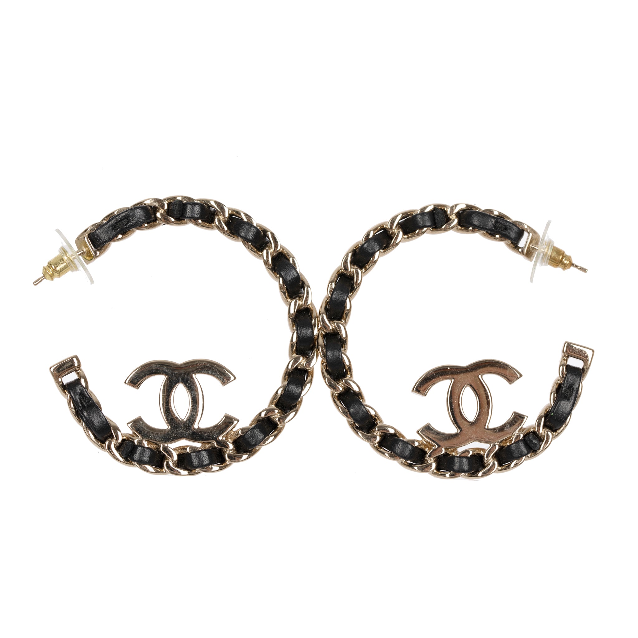 Chanel Hoop Earrings Gold Tone Hardware