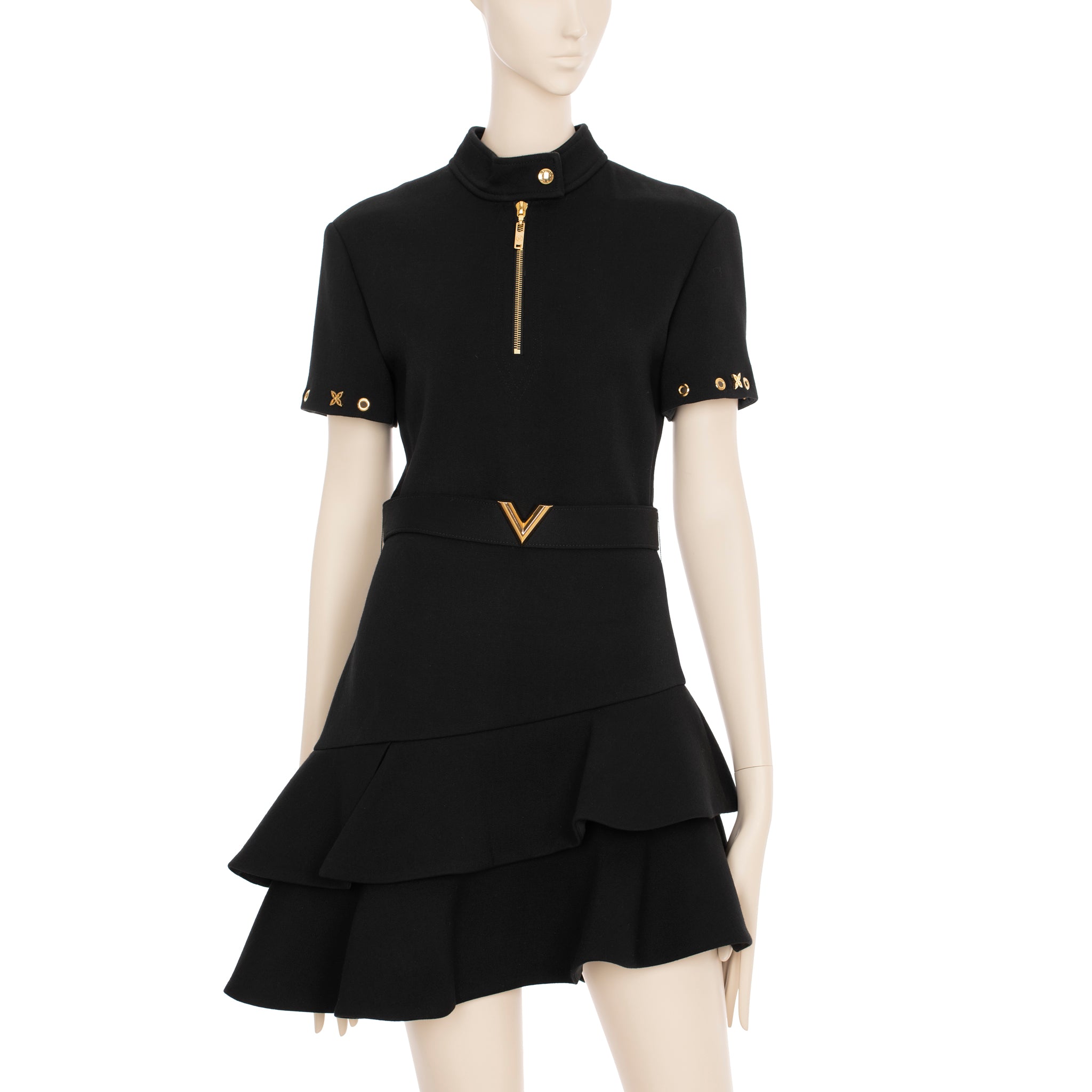 Louis Vuitton Black Dress With Peplum Skirt 36 FR
