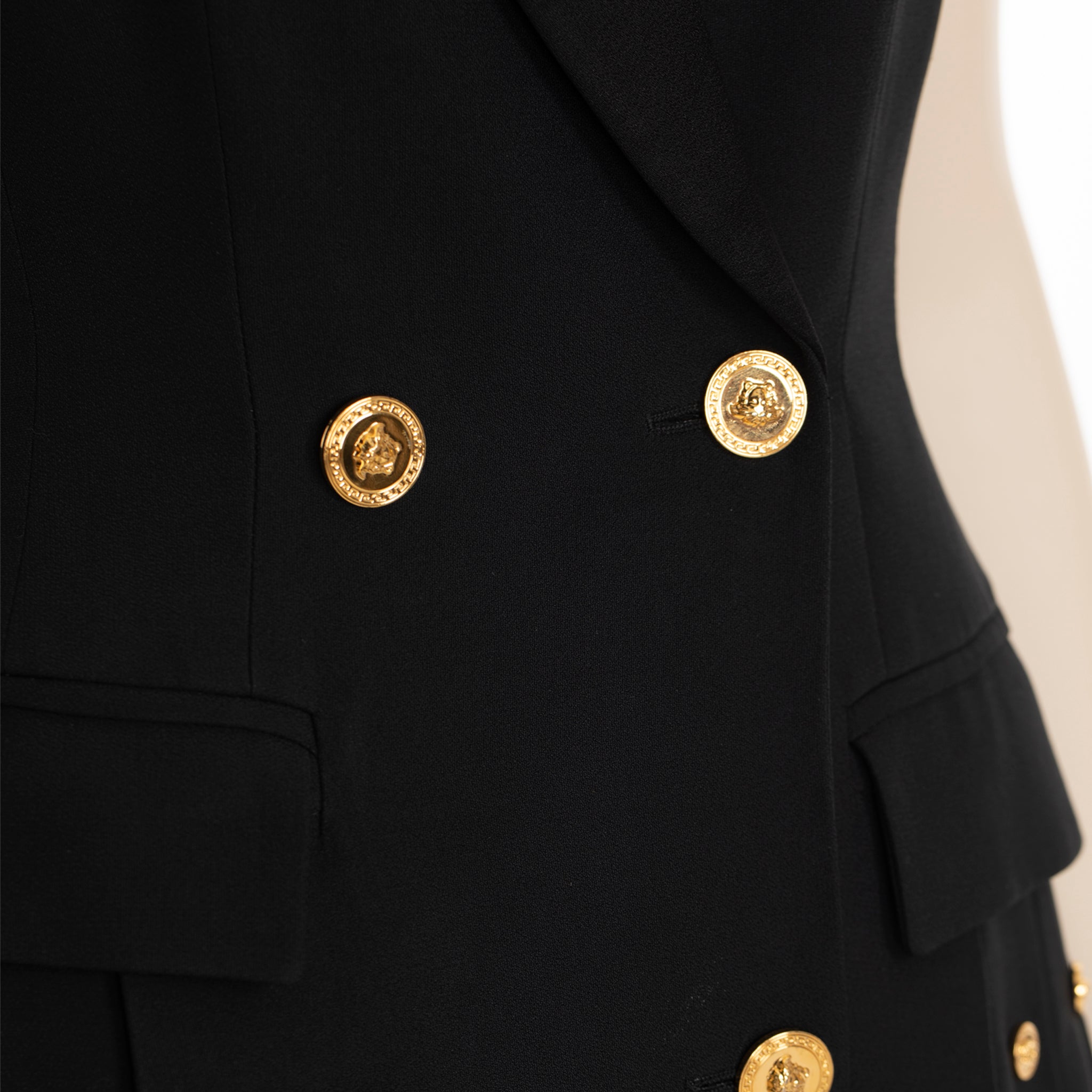 Versace Double Breasted Tuxedo Vest/Blazer Dress Black 36 It