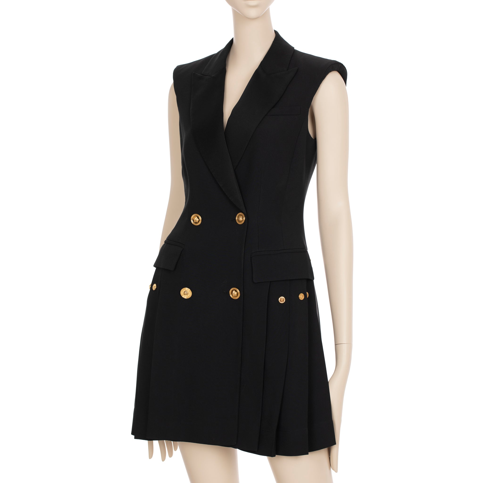 Versace Double Breasted Tuxedo Vest/Blazer Dress Black 36 It