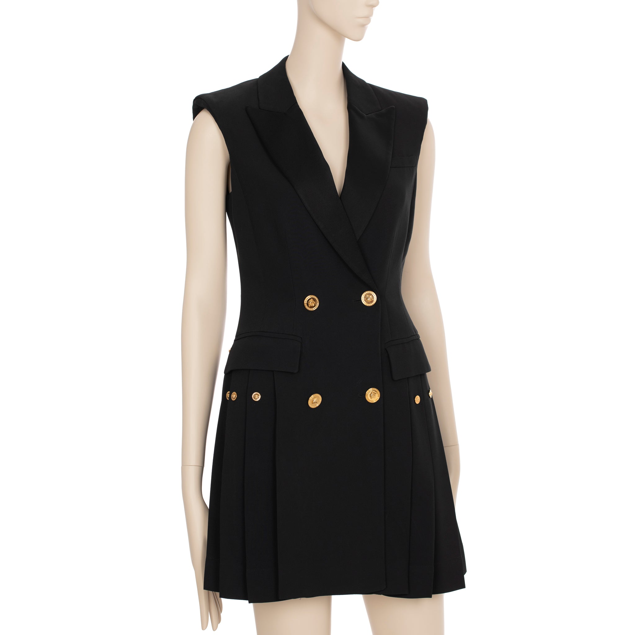 Versace Double Breasted Tuxedo Vest/Blazer Dress Black 36 It
