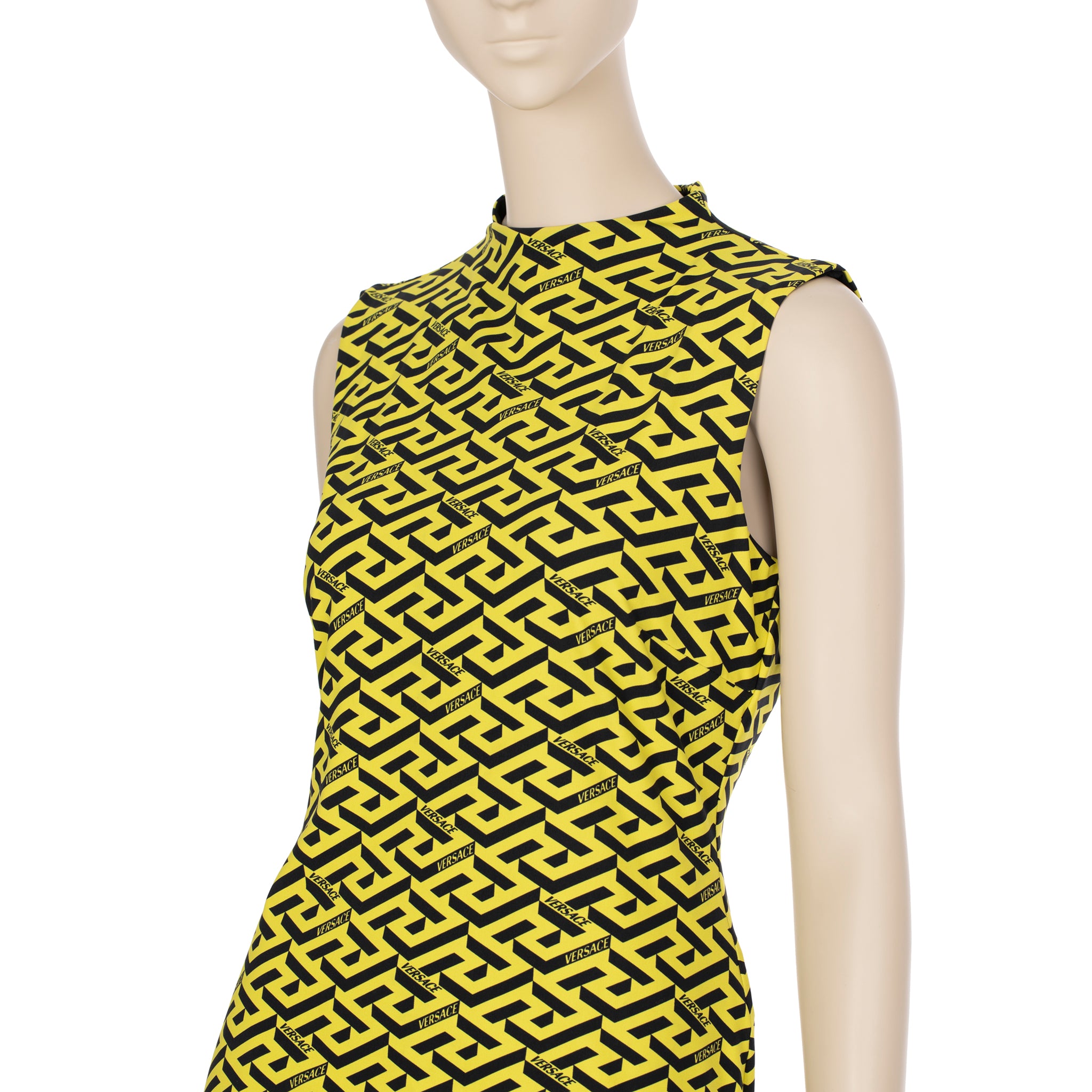 Versace La Greca Monogram Neon Yellow Bodysuit 38 IT