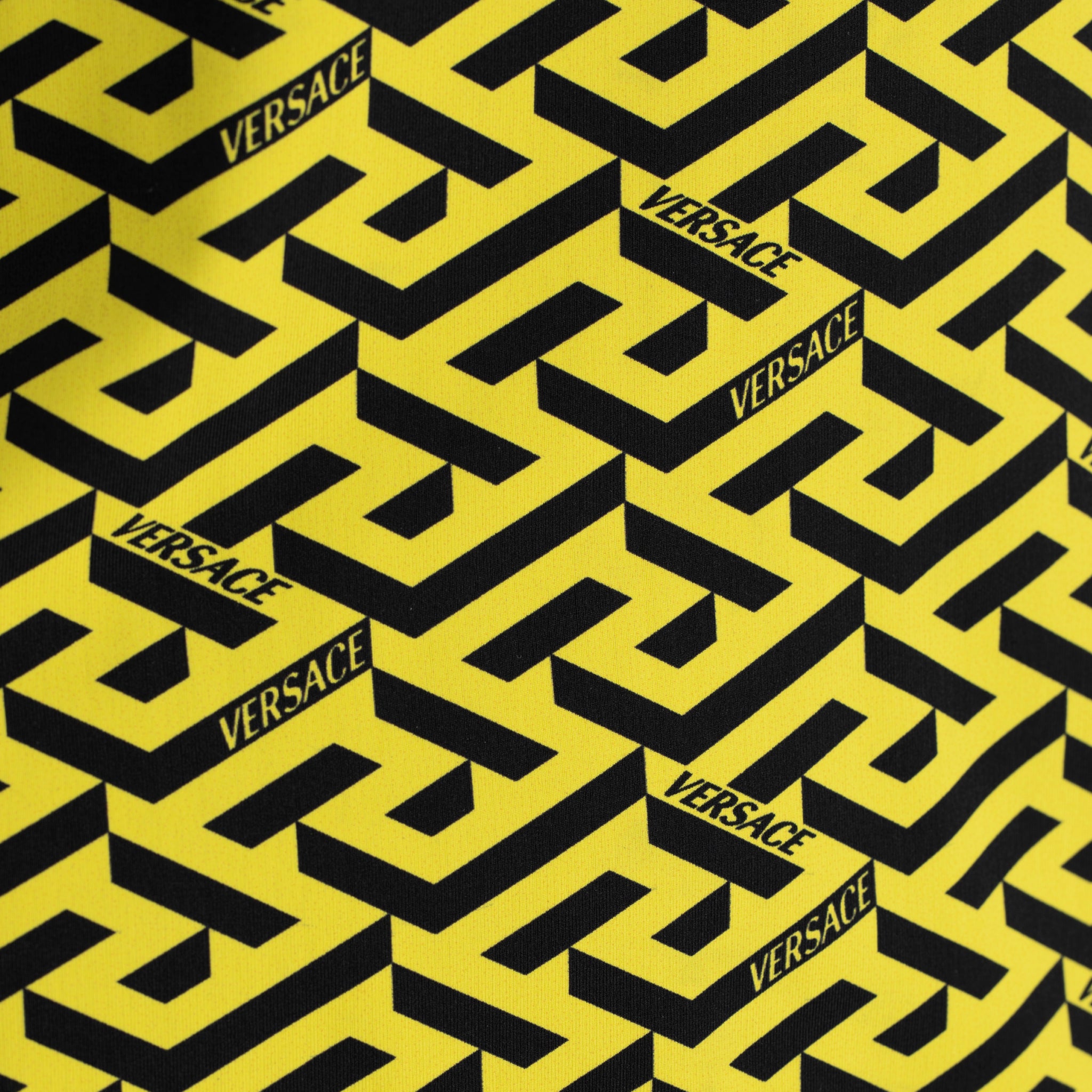 Versace La Greca Monogram Neon Yellow Bodysuit 38 IT