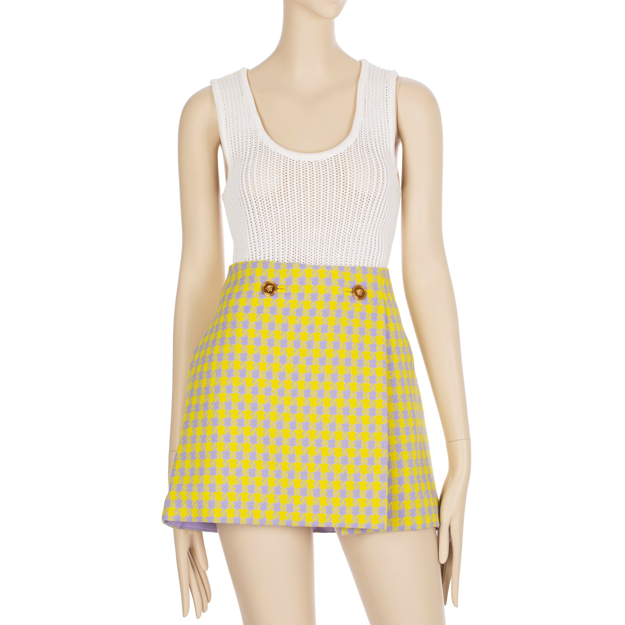 Versace Tweed Lilac & Yellow Skirt 38 IT