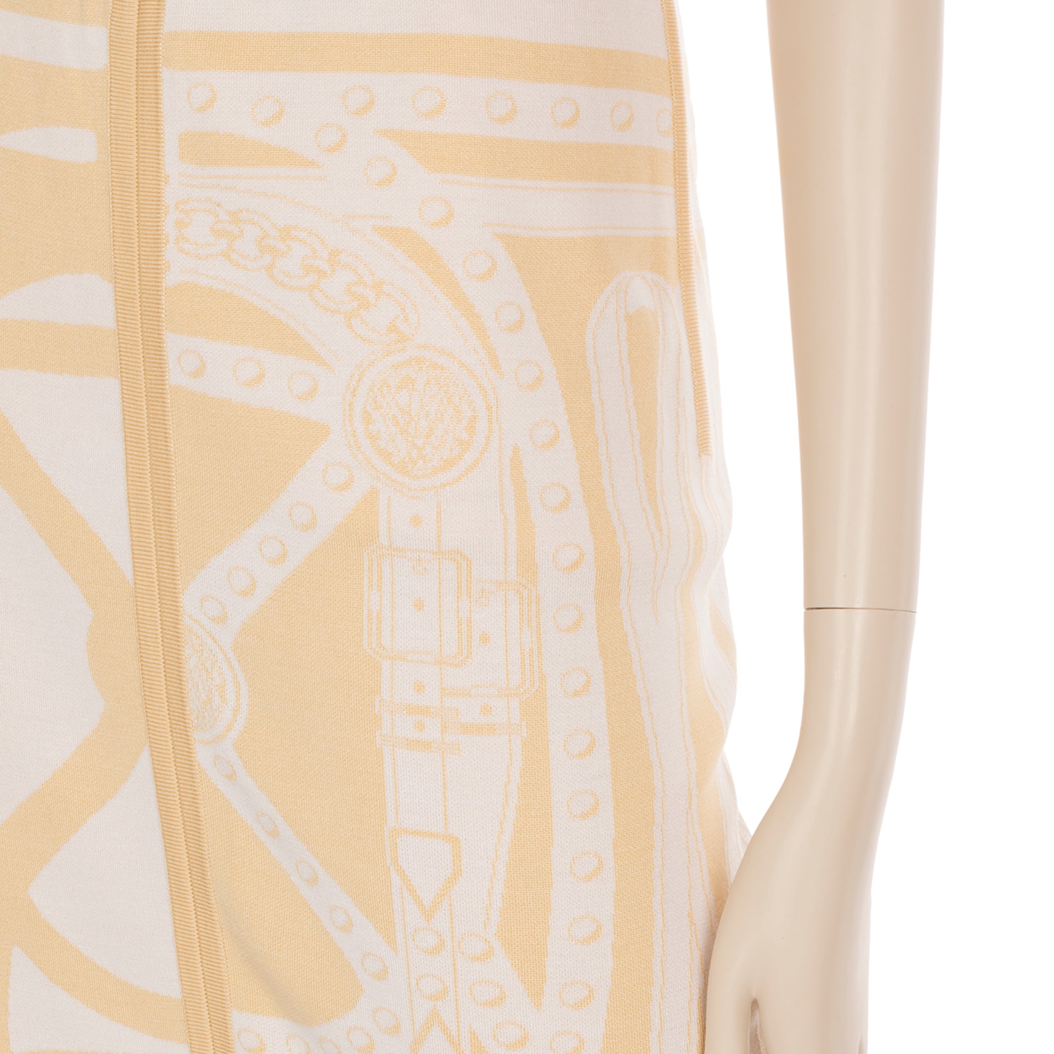 Hermes Long Skirt Knit Ivory & Beige 40 FR