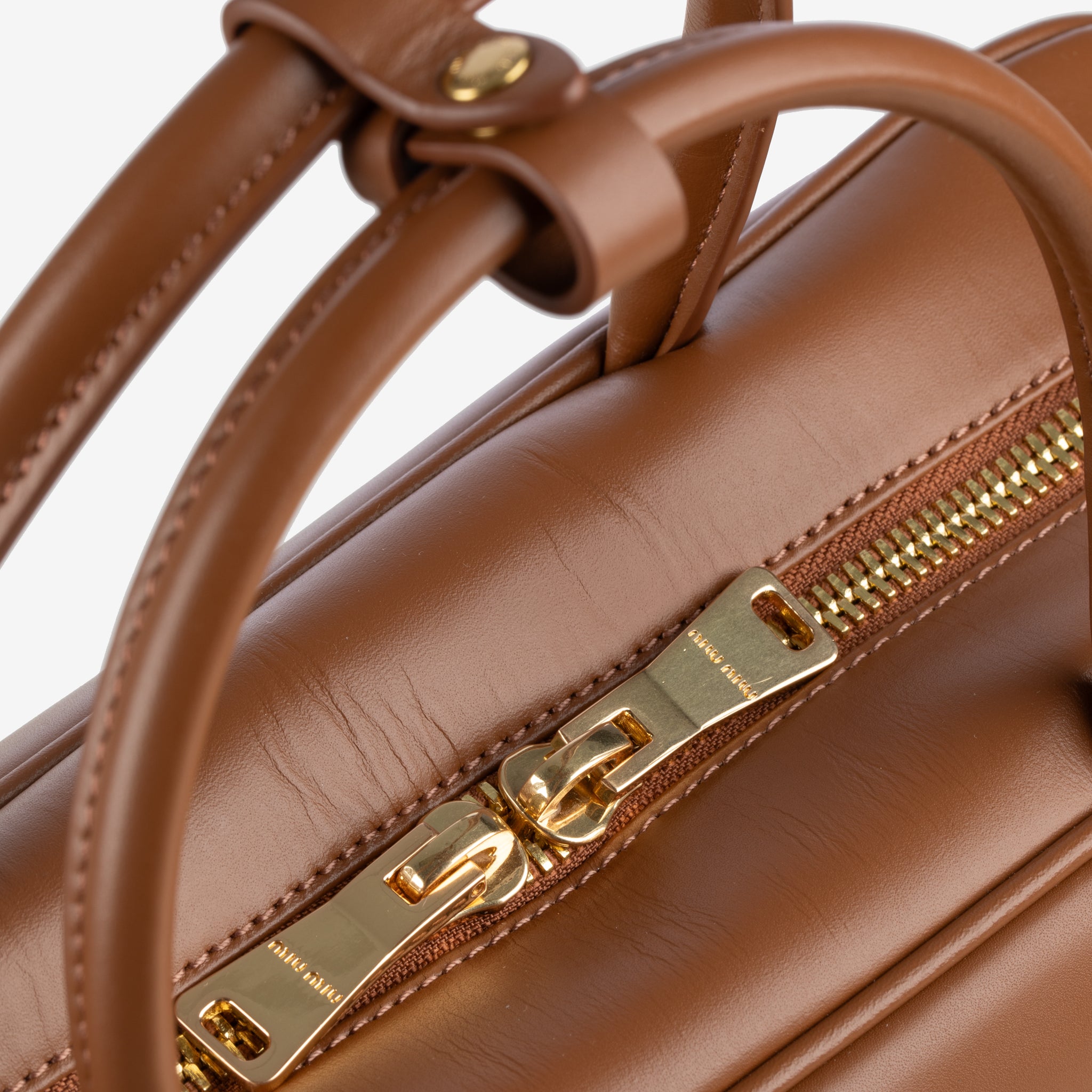 Miu Miu Cognac Leather Beau Bag