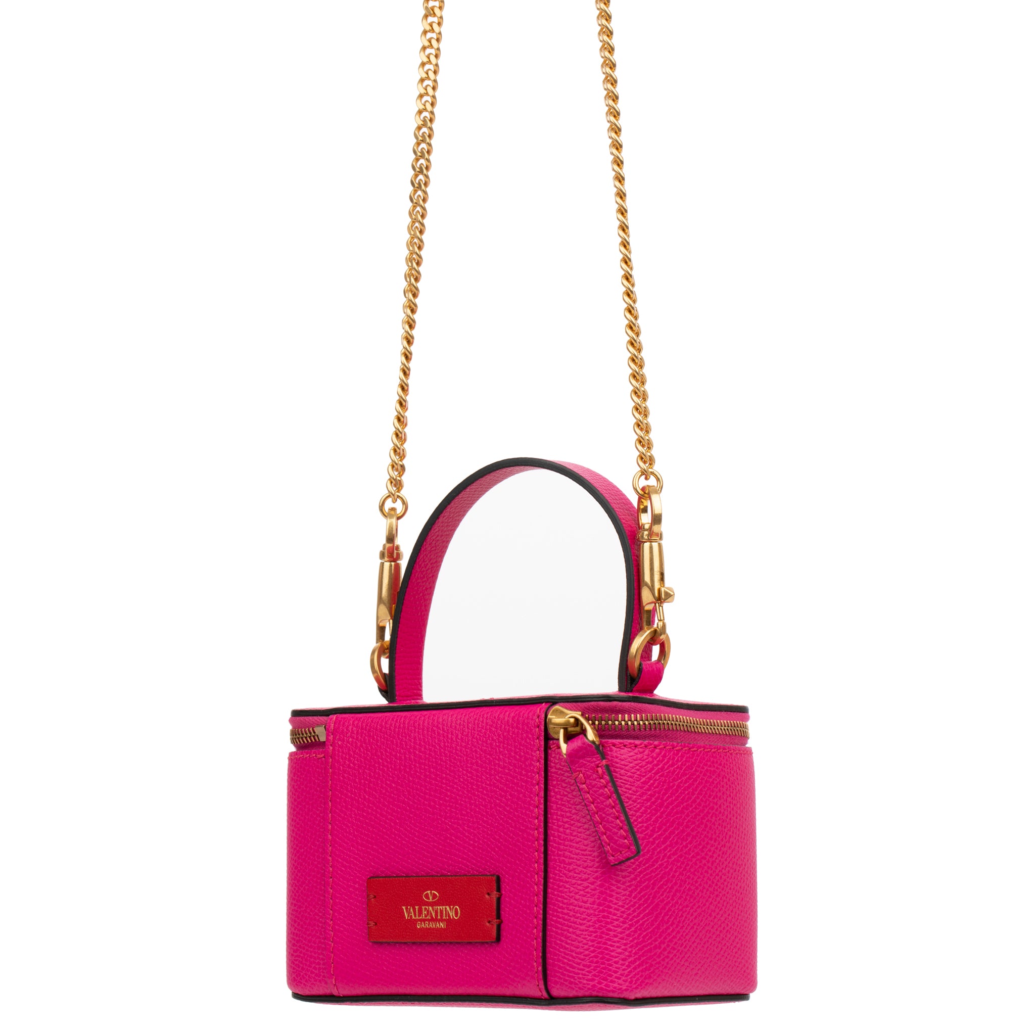 Valentino Pink Vsling Vanity Case With Gold Tone Hardware