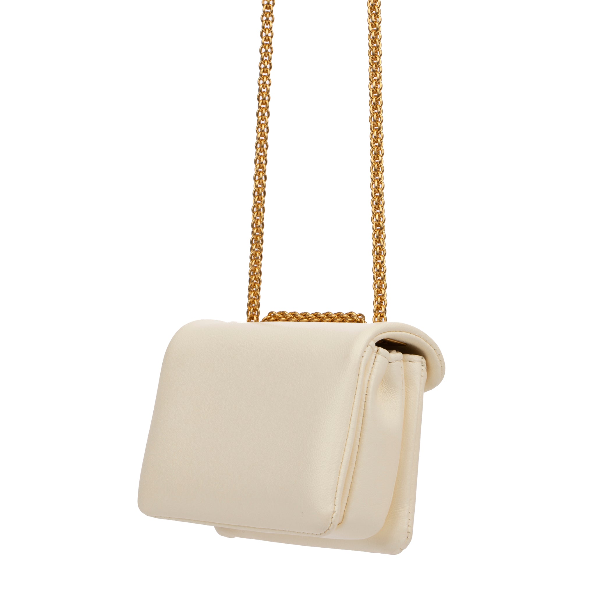 Valentino Ivory One Stud Nappa Micro Bag With Aged Brass Tone Hardware
