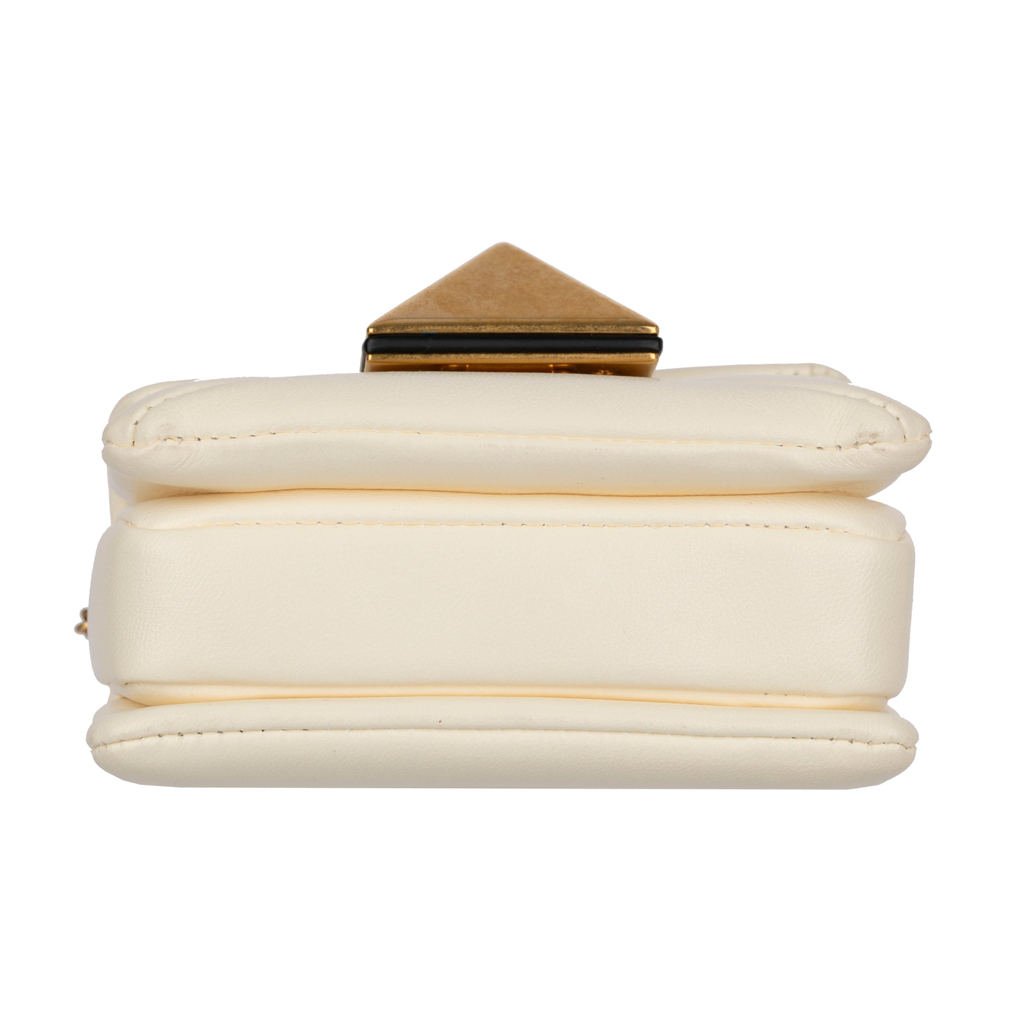 Valentino Ivory One Stud Nappa Micro Bag With Aged Brass Tone Hardware