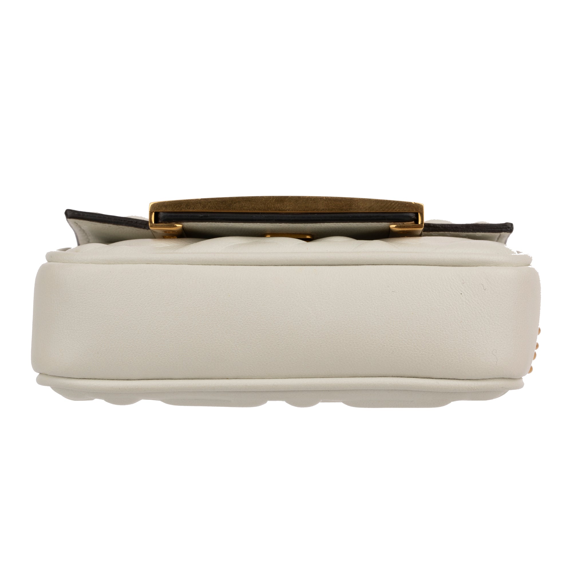 Fendi Ivory Leather Nano Baguette Chain Gold Tone Hardware