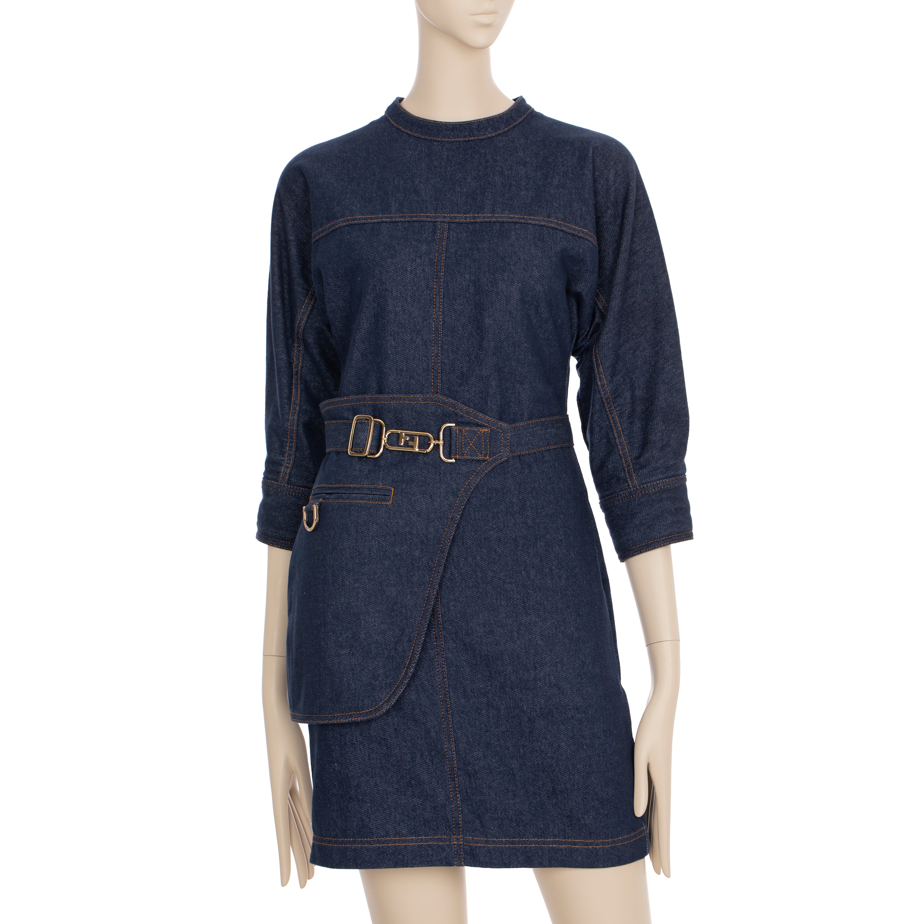 Fendi Denim Dress With Belt Bag 36 IT