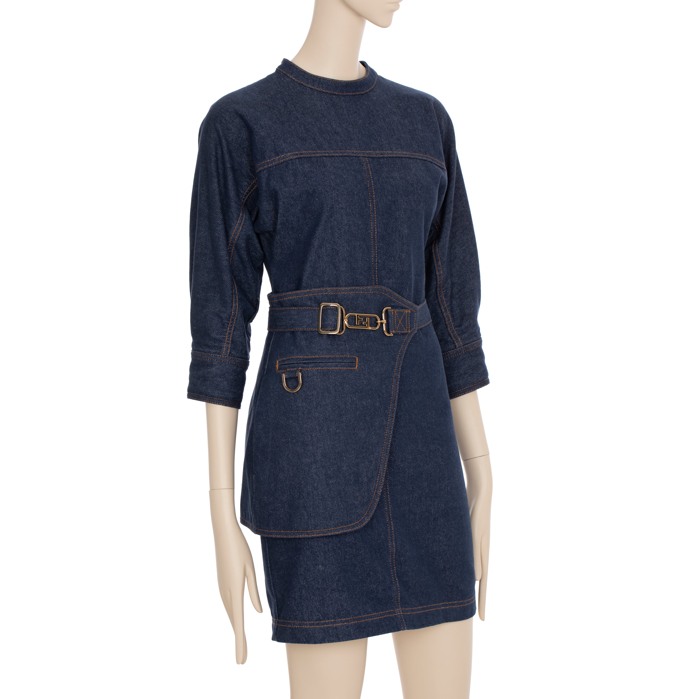 Fendi Denim Dress With Belt Bag 36 IT