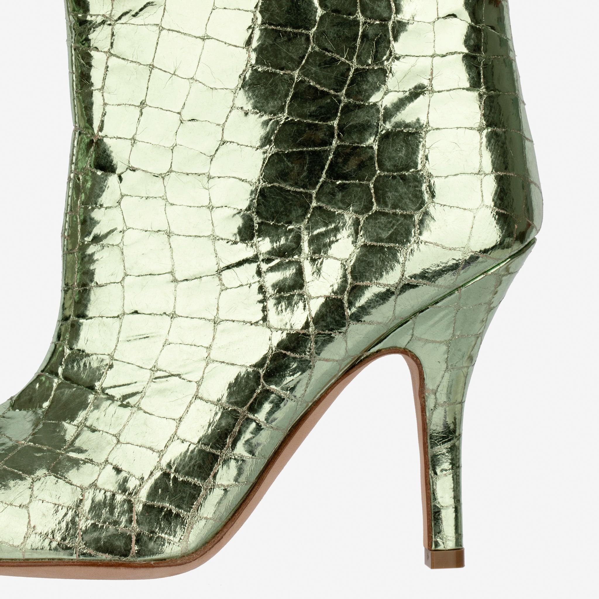 Paris Texas Metallic Green Embossed Leather Booties - Size | 37