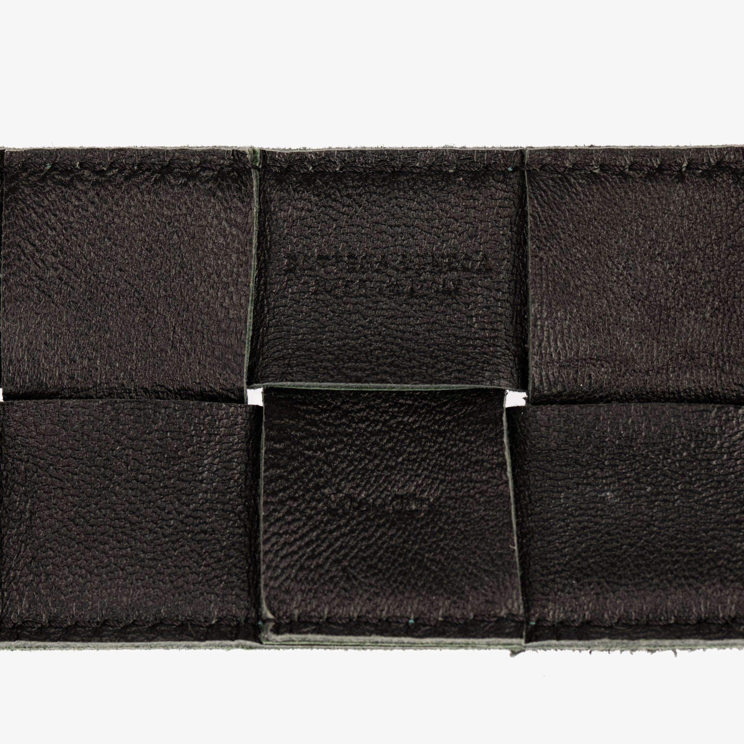 Bottega Veneta Wide Green and Black Intrecciato Leather Belt