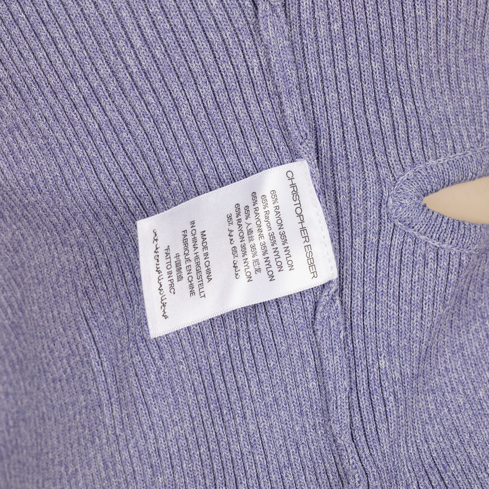 Christopher Esber Lilac Ribbed Cut-Out Top – Size S