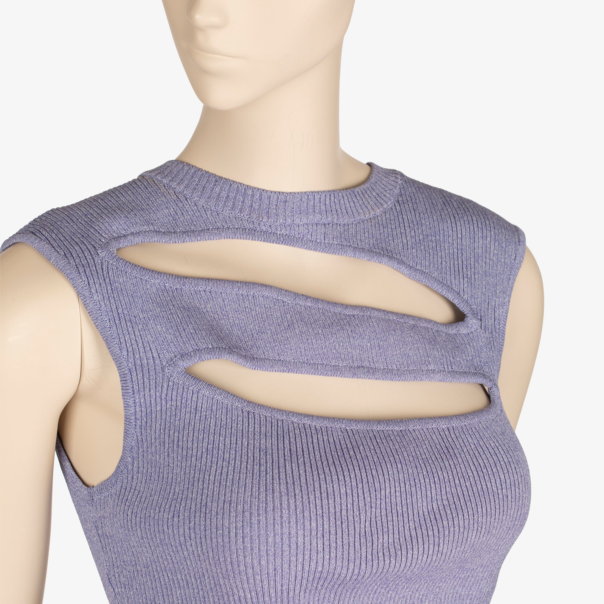 Christopher Esber Lilac Ribbed Cut-Out Top – Size S
