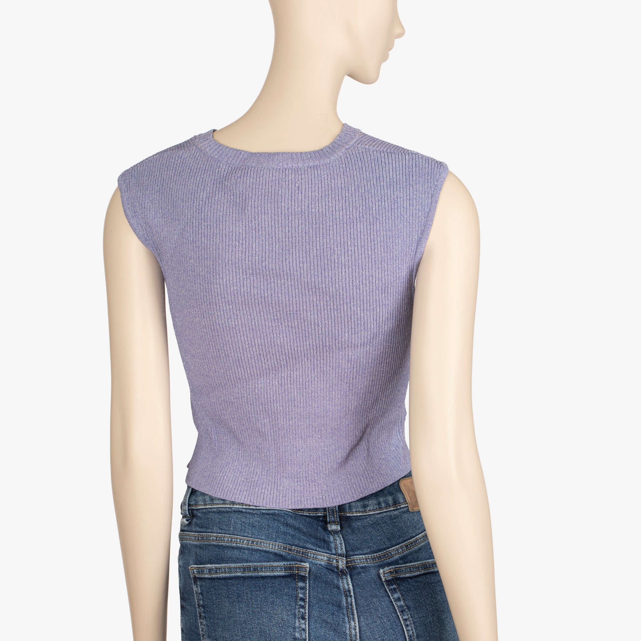 Christopher Esber Lilac Ribbed Cut-Out Top – Size S