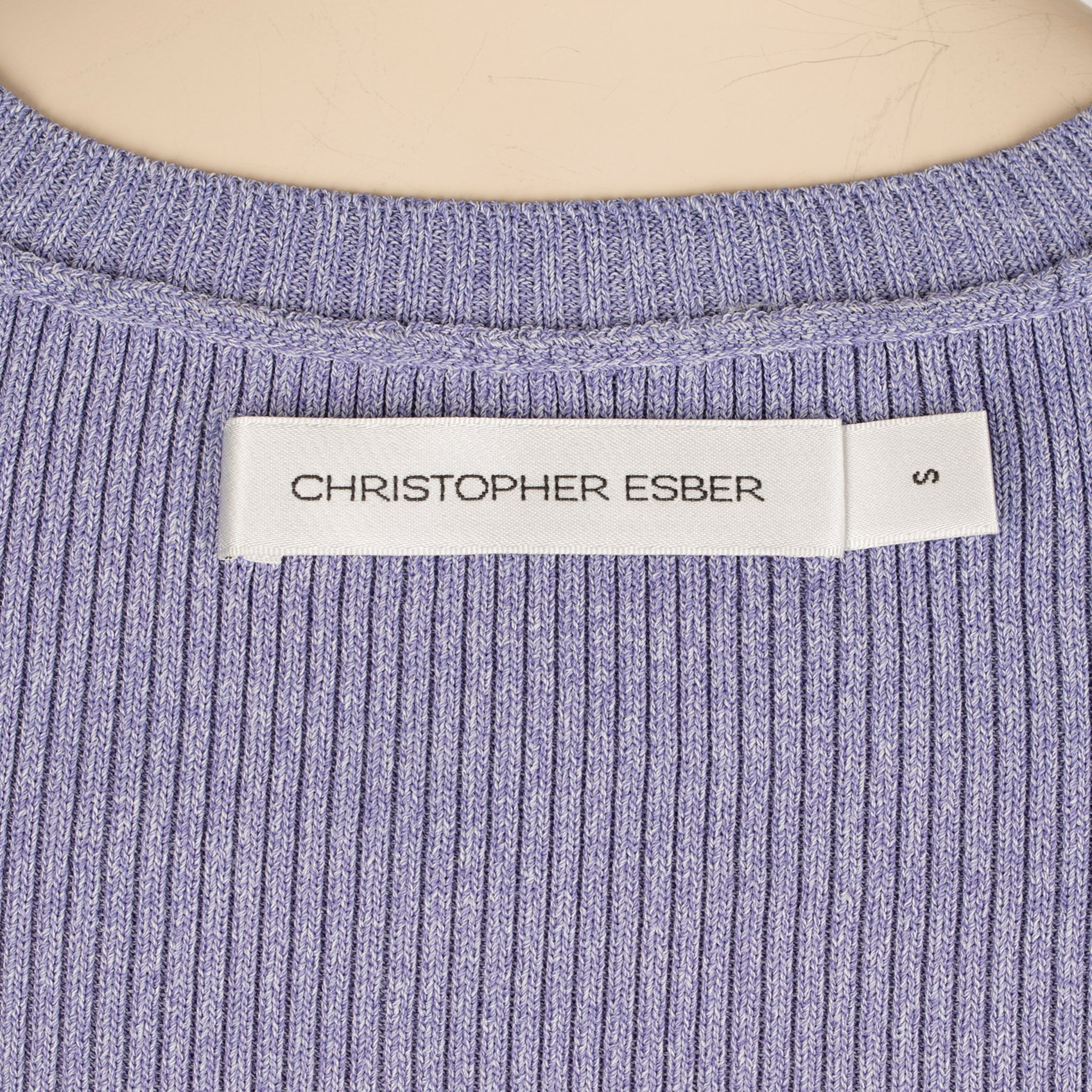 Christopher Esber Lilac Ribbed Cut-Out Top – Size S