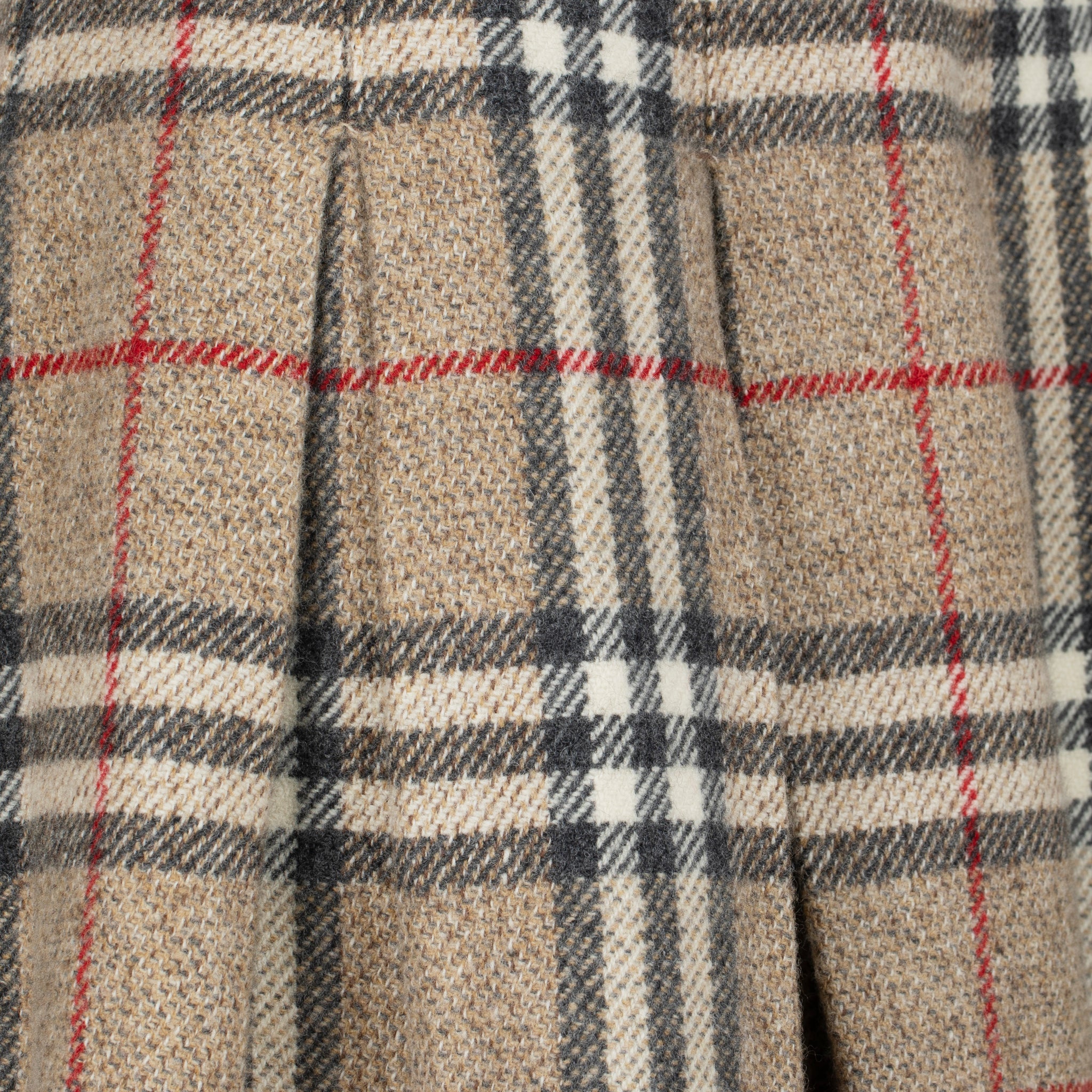 Burberry Pleated Check Beige Wool Skirt - Size 38 IT